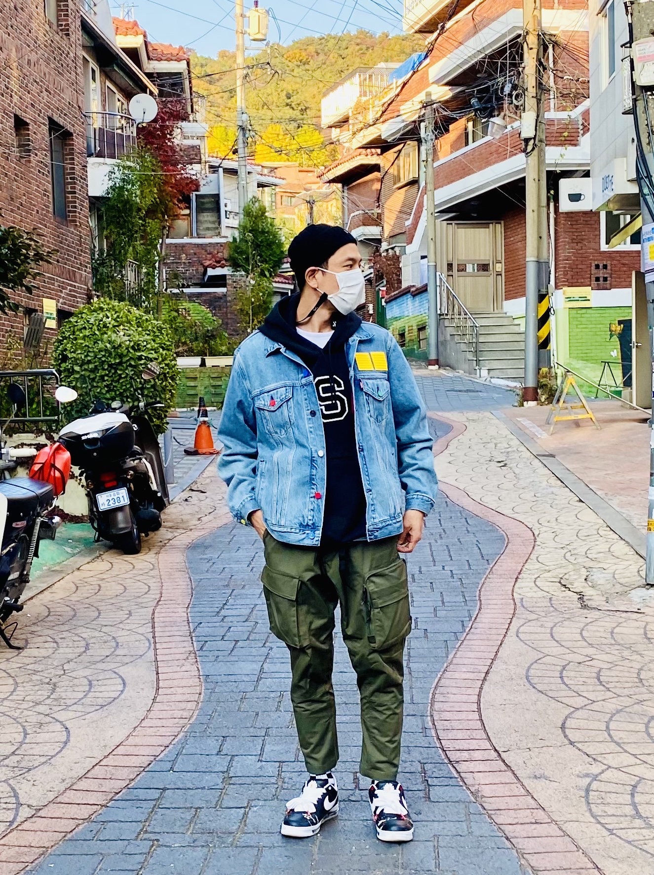 Nike x Peaceminusone Air Force 1 Low Para-Noise, Nike ACG Cargo Pants Cargo Khaki - Asia 착용 스타일 - 1