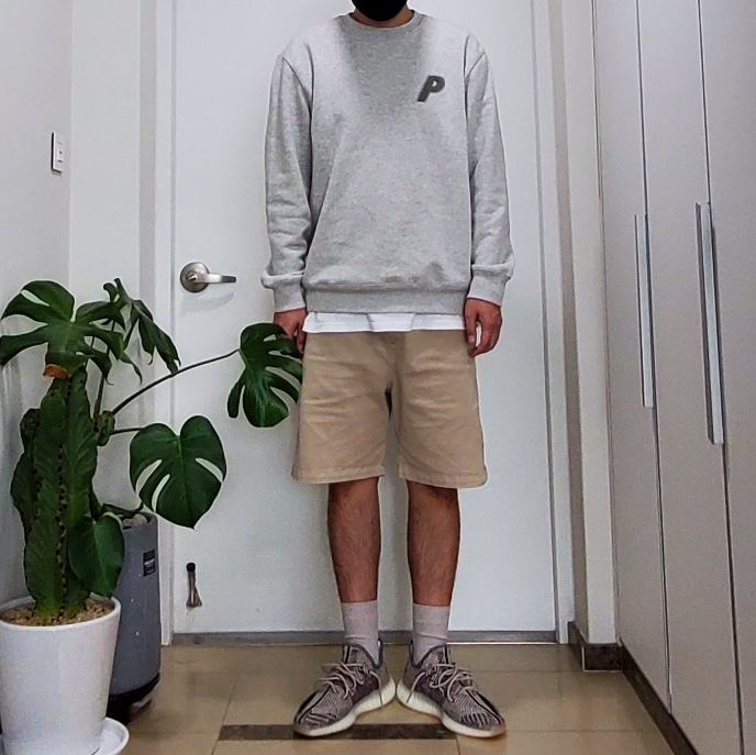 Palace P-3 Chenille Crew Grey Marl - 21SS, Adidas Yeezy Boost 350 V2 Zyon 착용 스타일