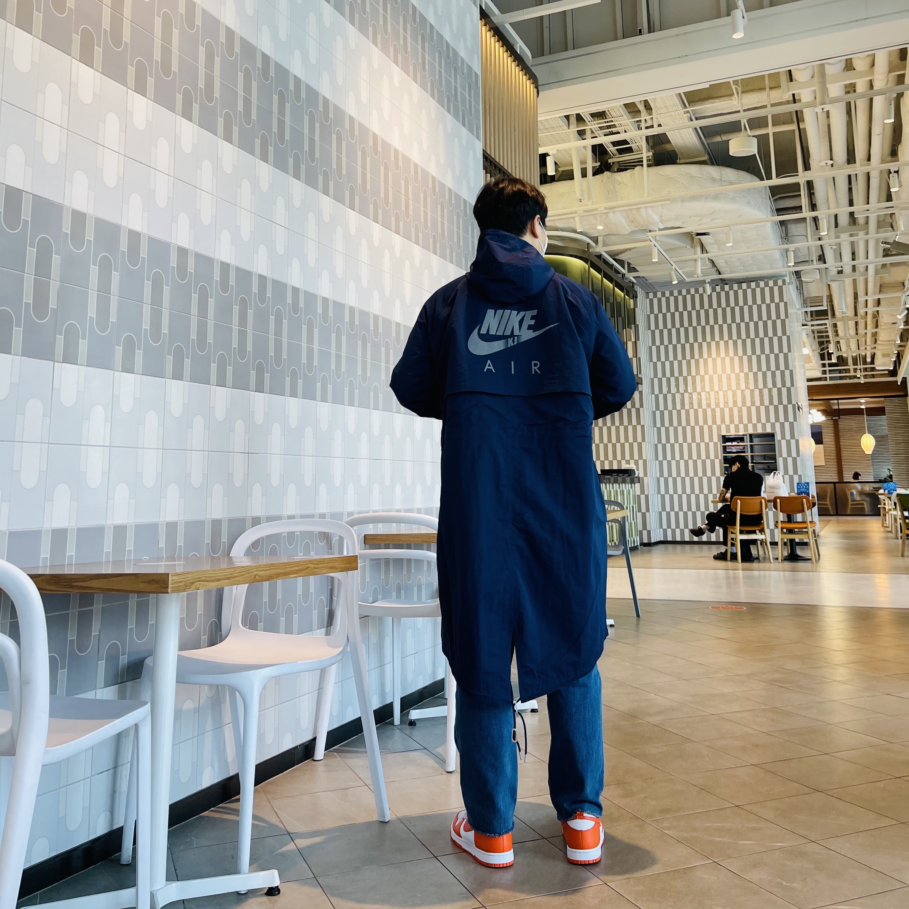 Nike x Kim Jones Reversible Parka Navy - Asia, Nike Dunk High Retro Orange Blaze 착용 스타일 - 3