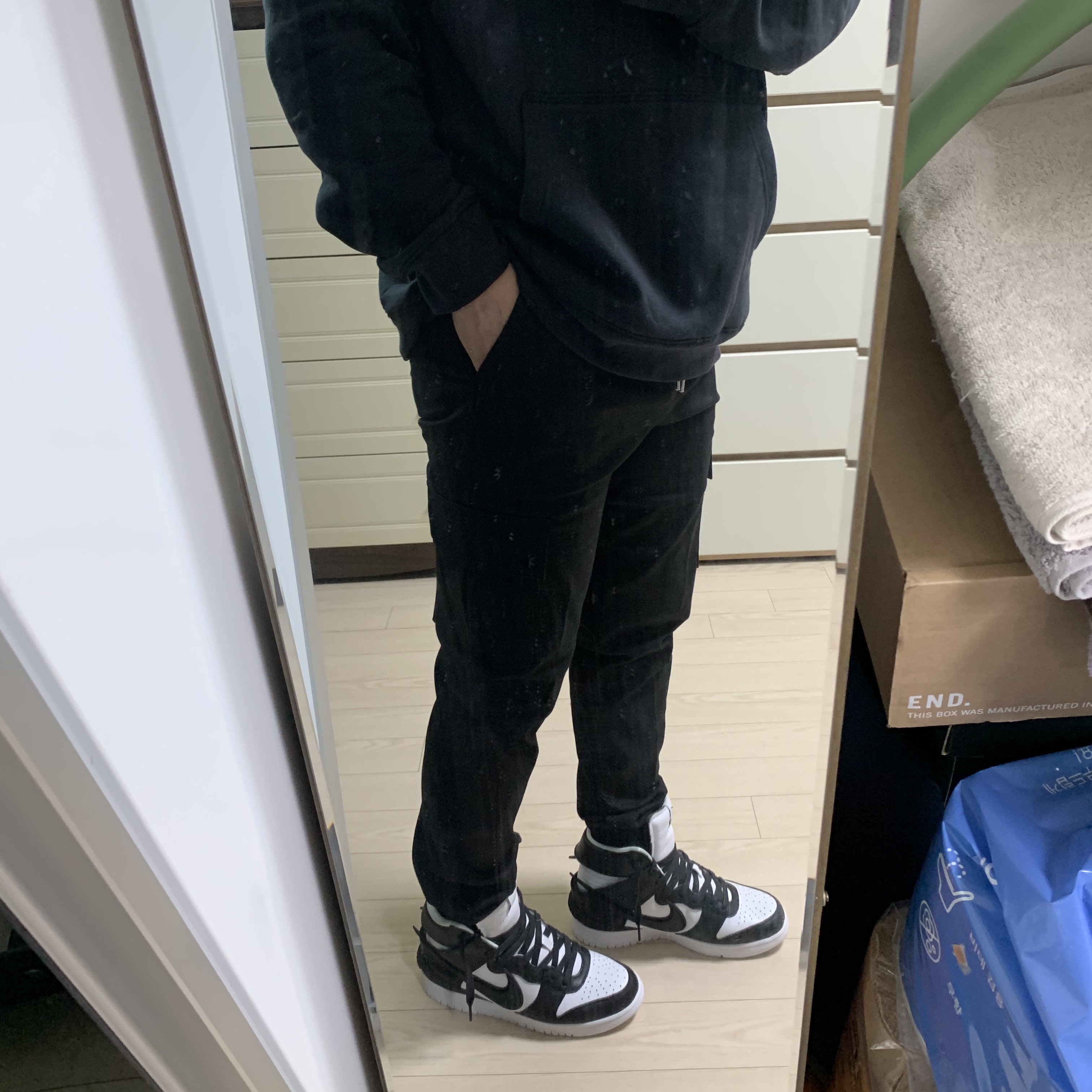 Nike x Ambush Dunk High Black 착용 스타일 - 3