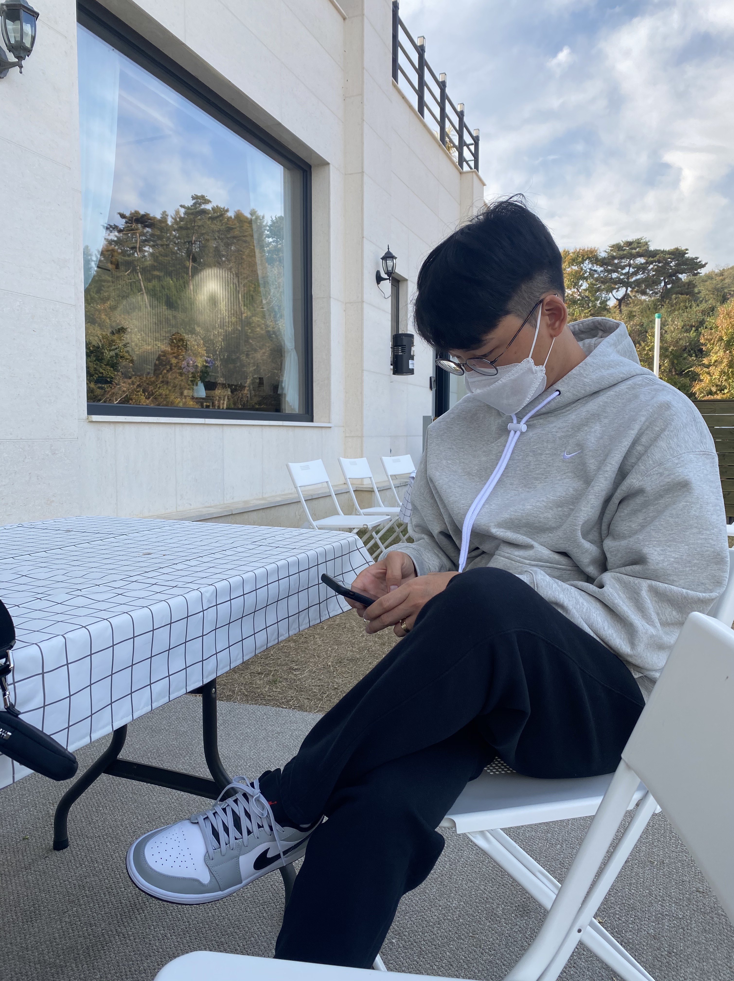 Nike M NRG Sweatpants Black, Nike M NRG Hoodie Grey Heather 착용 스타일 - 1