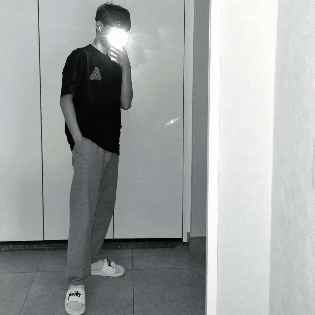 Nike x Stussy Benassi Slide Sail, Palace Tri-Ferg Colour Blur T-Shirt Black - 20FW 착용 스타일