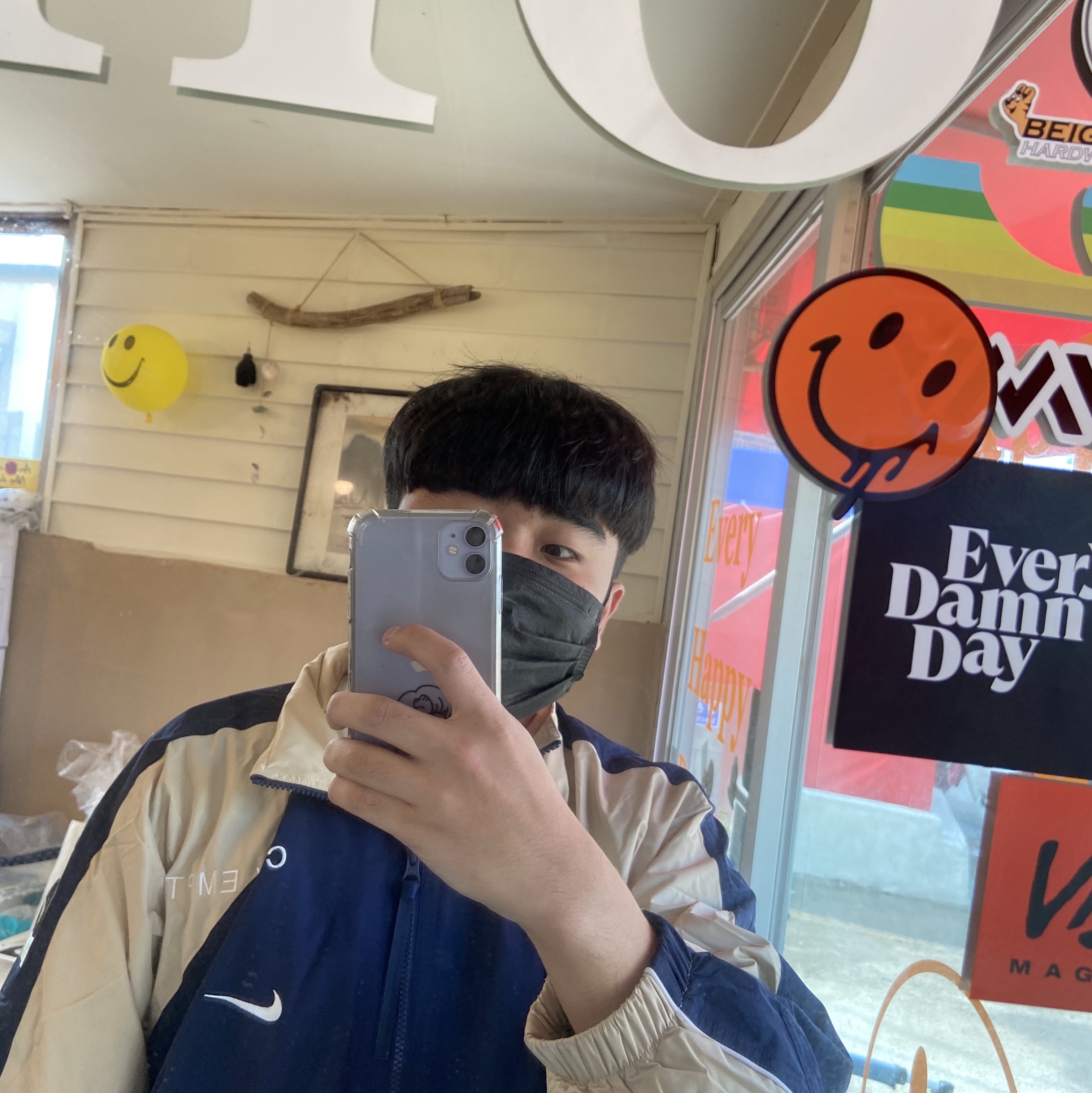 Nike x Cav Empt Track Jacket Navy 착용 스타일