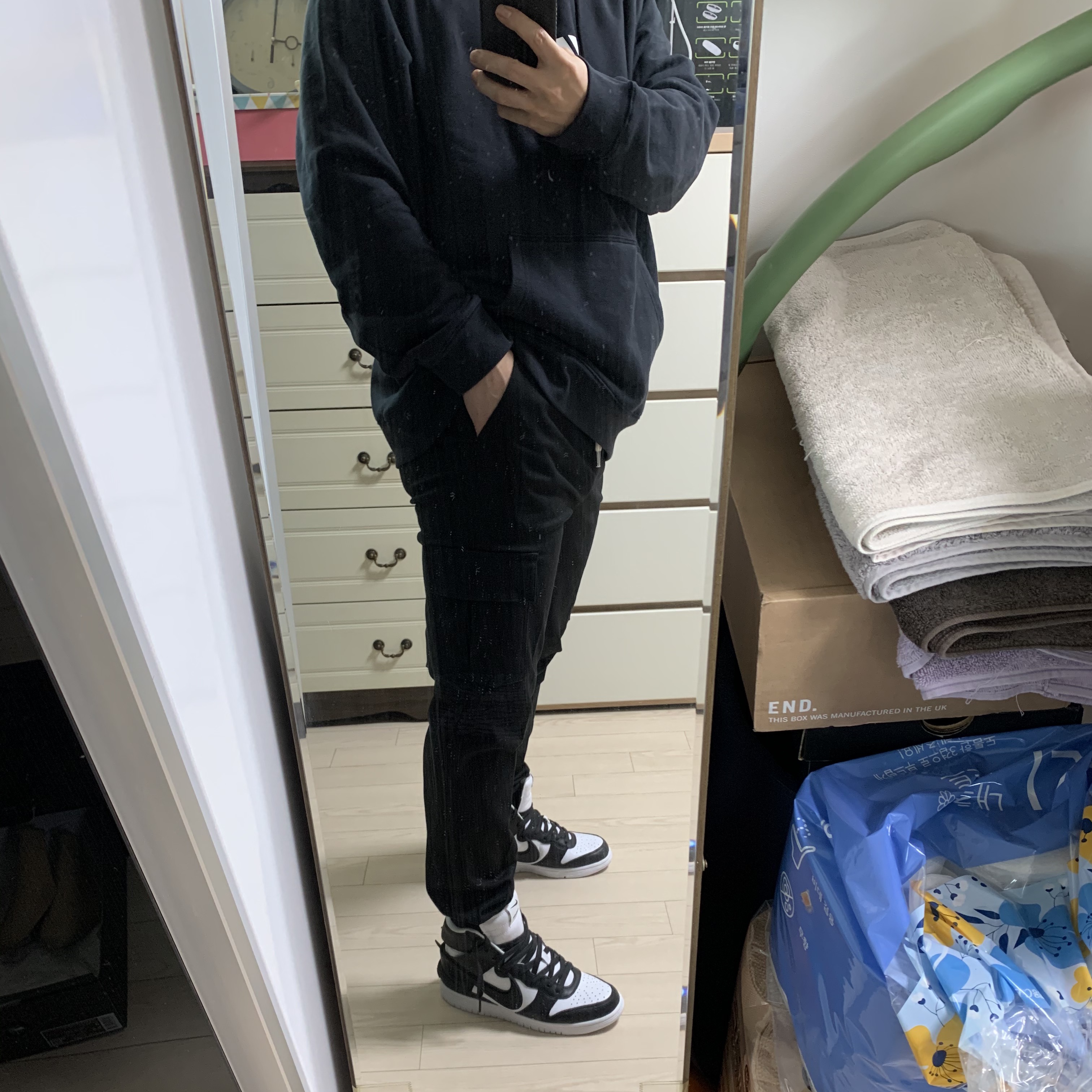 Nike x Ambush Dunk High Black 착용 스타일 - 1