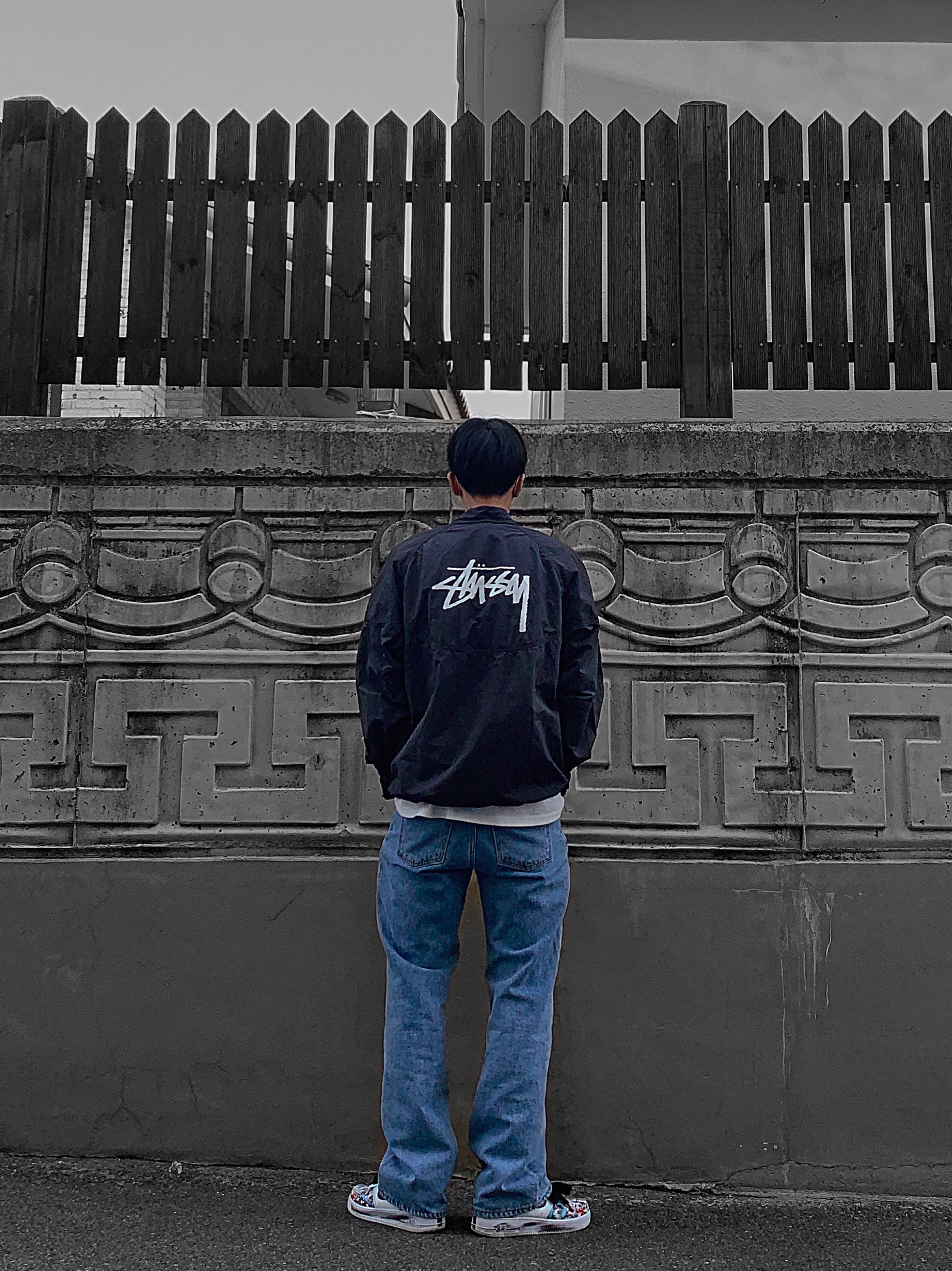 Nike x Stussy Windrunner Jacket Off Noir, Nike x Peaceminusone Air Force 1 Low Para-Noise 2.0 착용 스타일