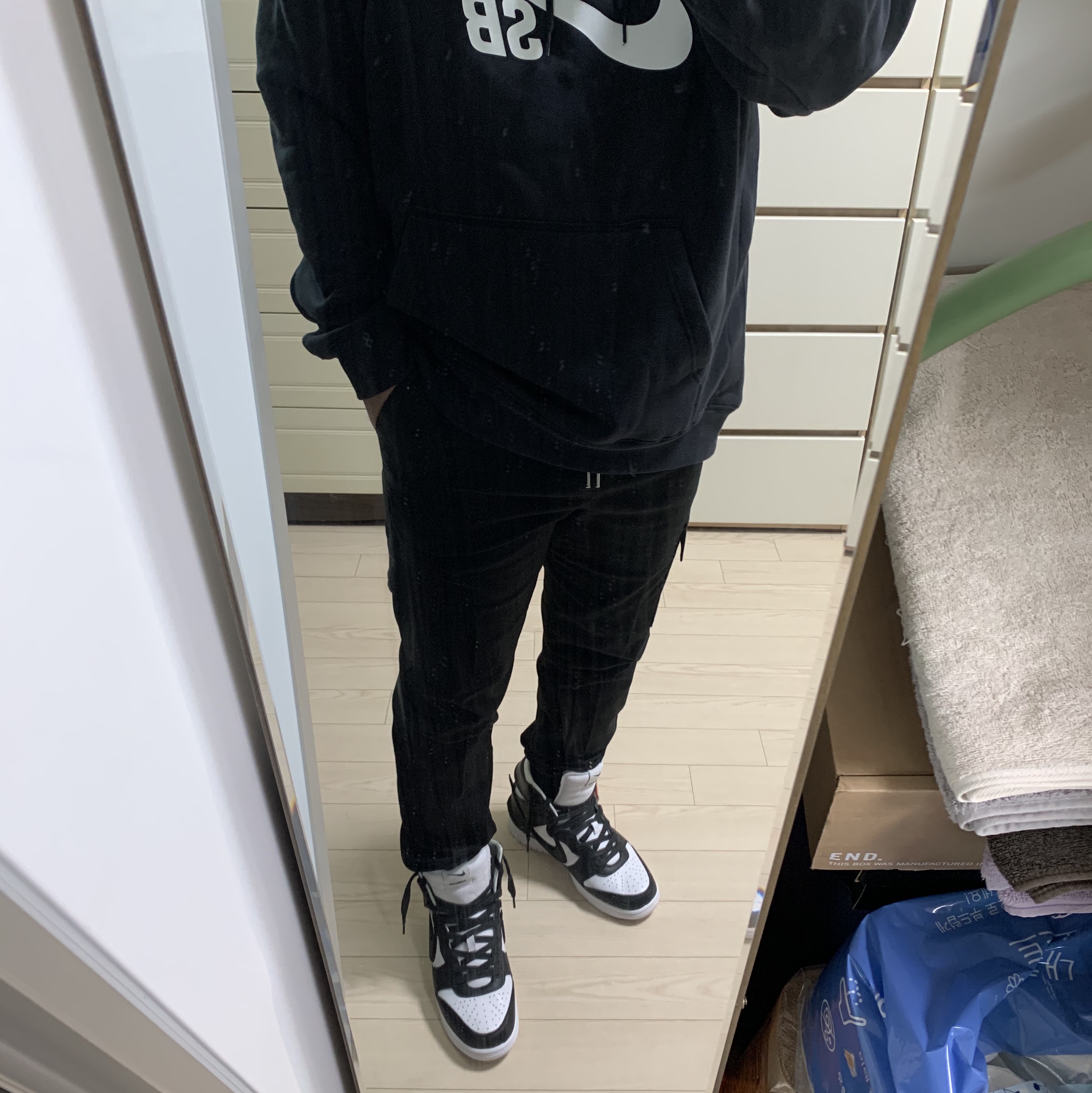 Nike x Ambush Dunk High Black 착용 스타일 - 4