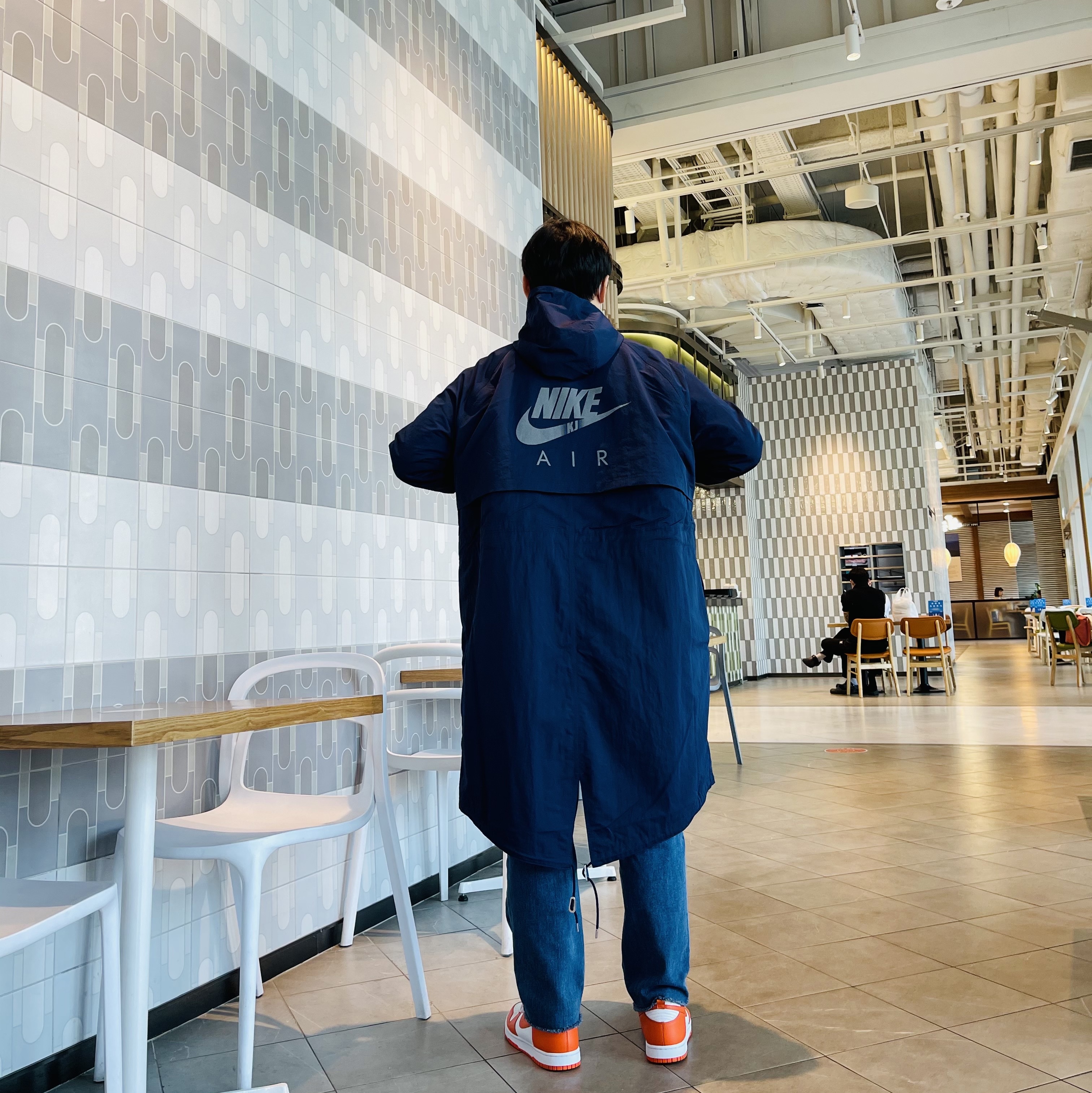 Nike x Kim Jones Reversible Parka Navy - Asia, Nike Dunk High Retro Orange Blaze 착용 스타일 - 2