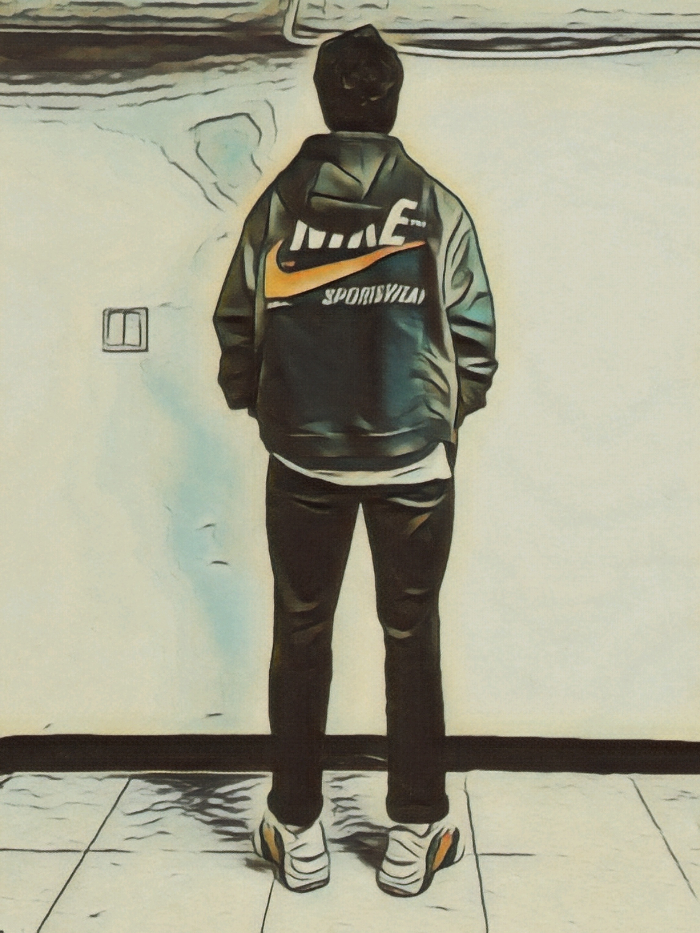 Nike NSW Hoodie BRS Midnight Navy 착용 스타일 - 1