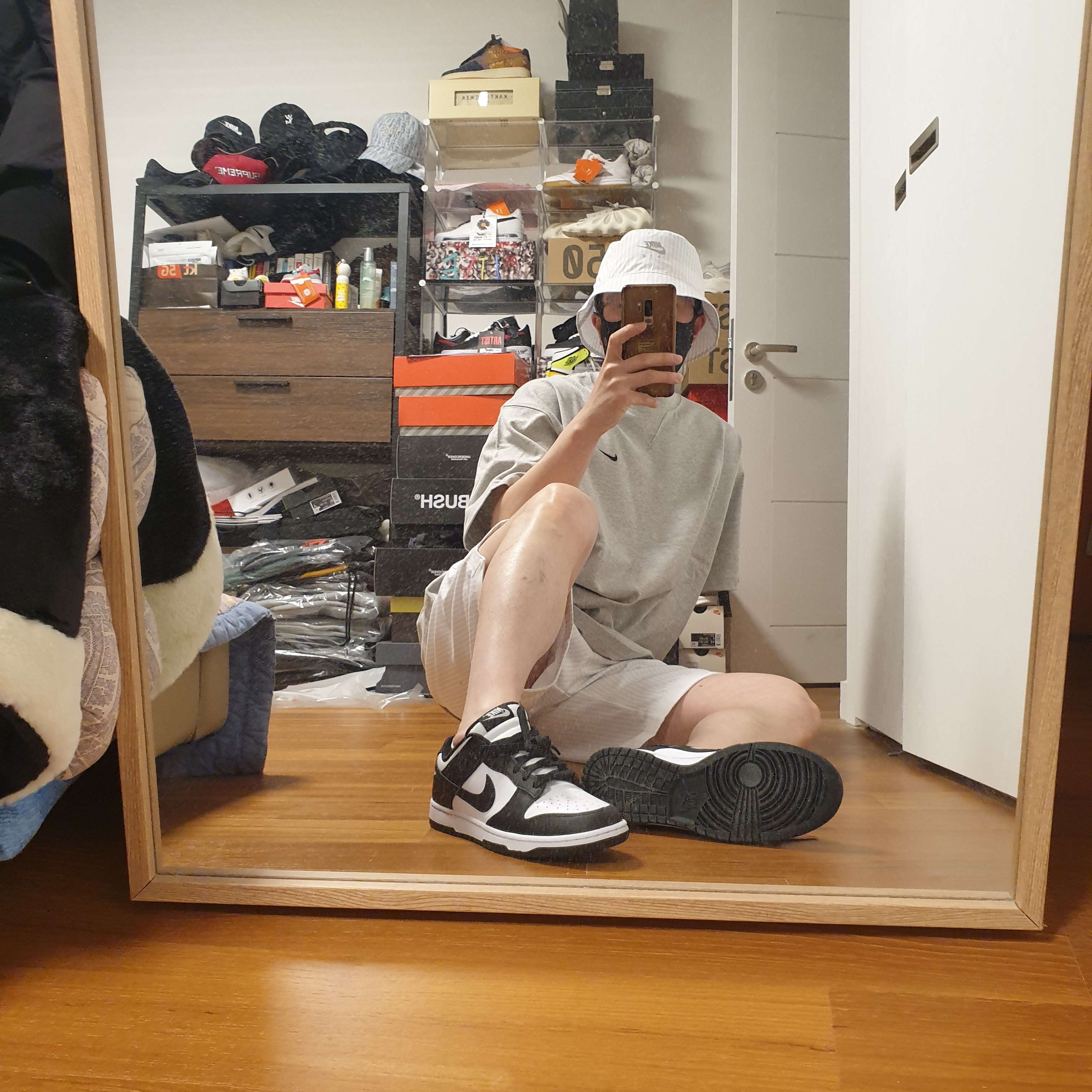 Nike x Kim Jones Bucket Hat White, Nike x Kim Jones Mesh Shorts White - Asia 착용 스타일 - 3