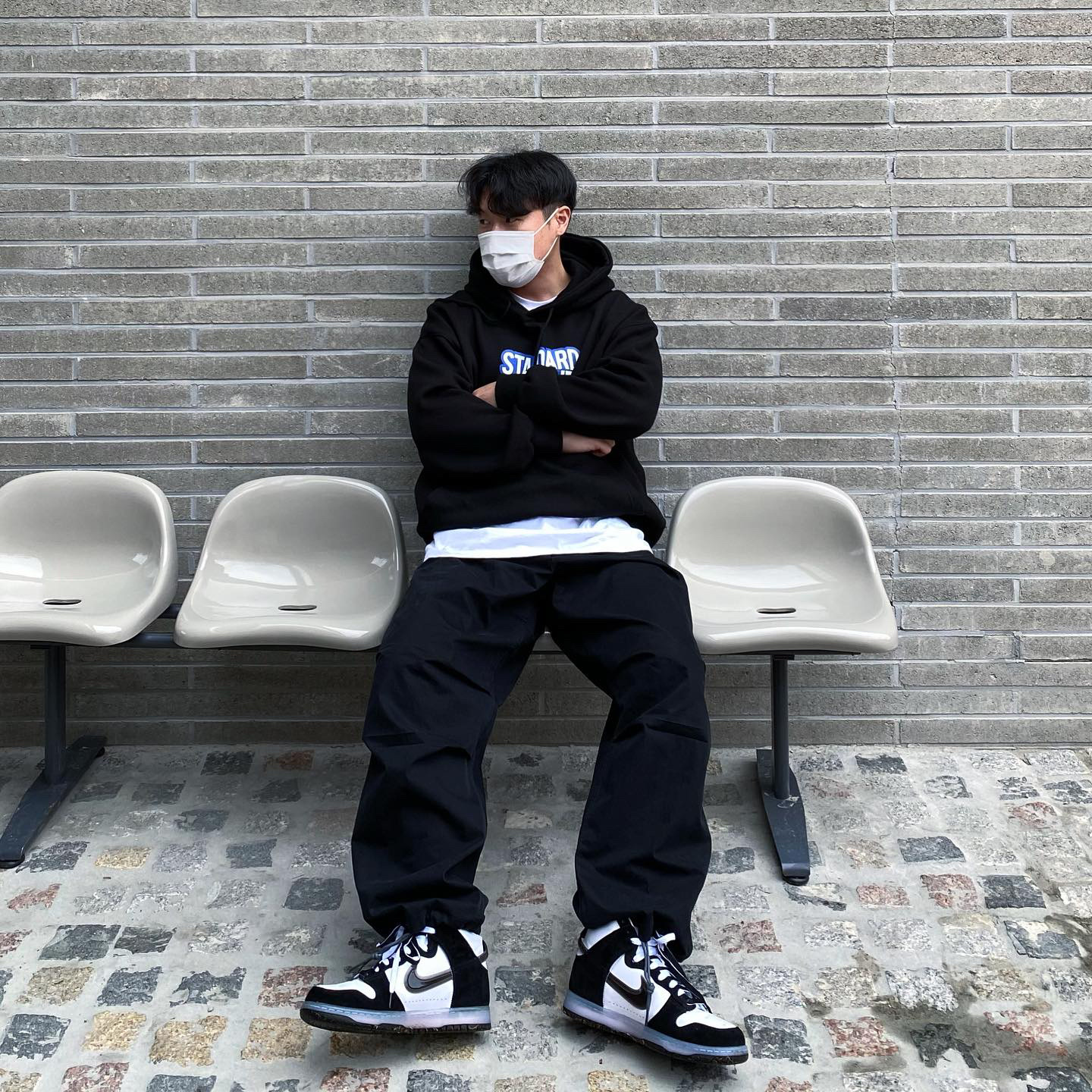 Nike x Slam Jam Dunk High SP Clear Black 착용 스타일