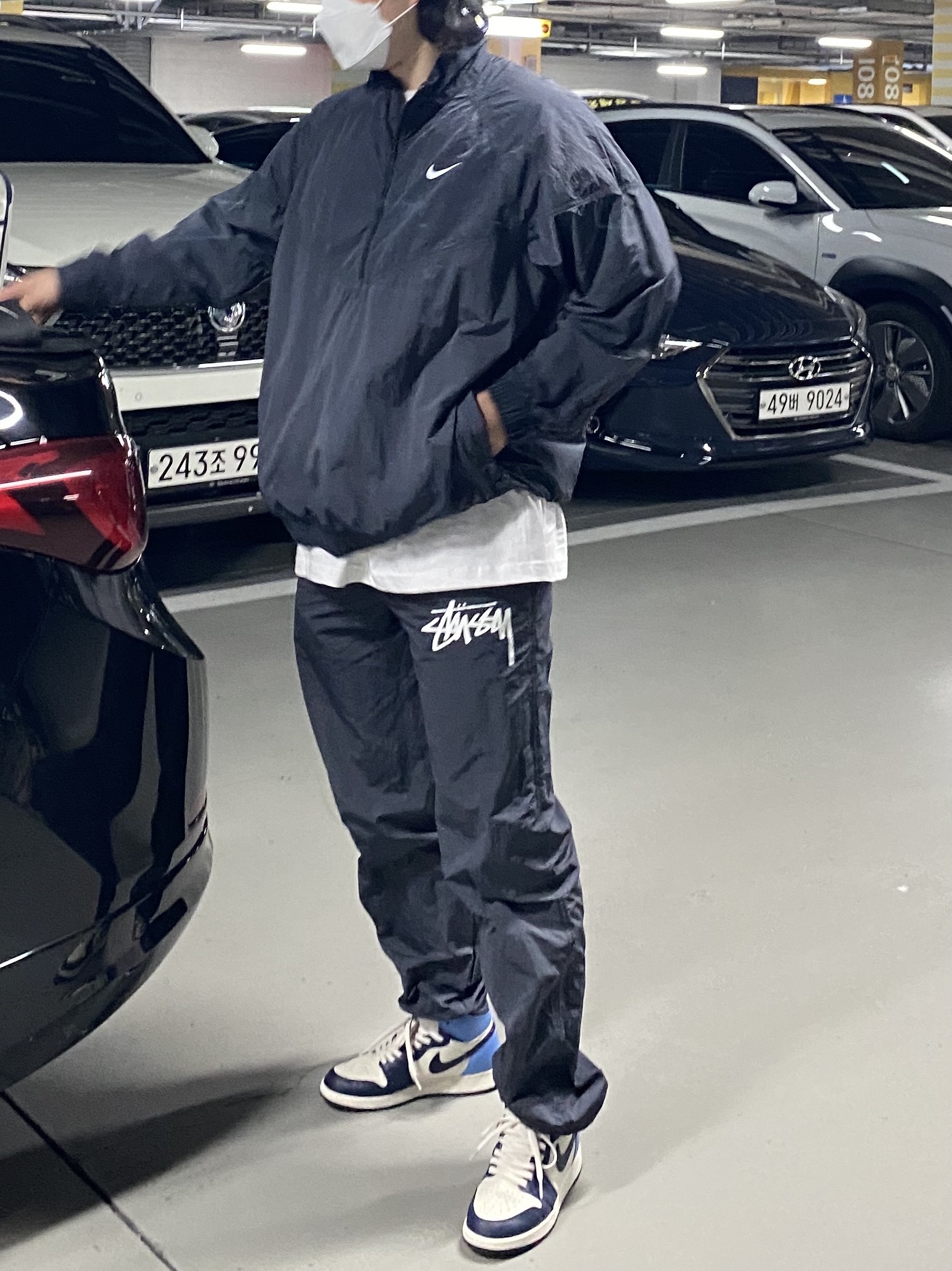 Jordan 1 Retro High Obsidian UNC, (GS) Jordan 1 Retro High Obsidian UNC 착용 스타일