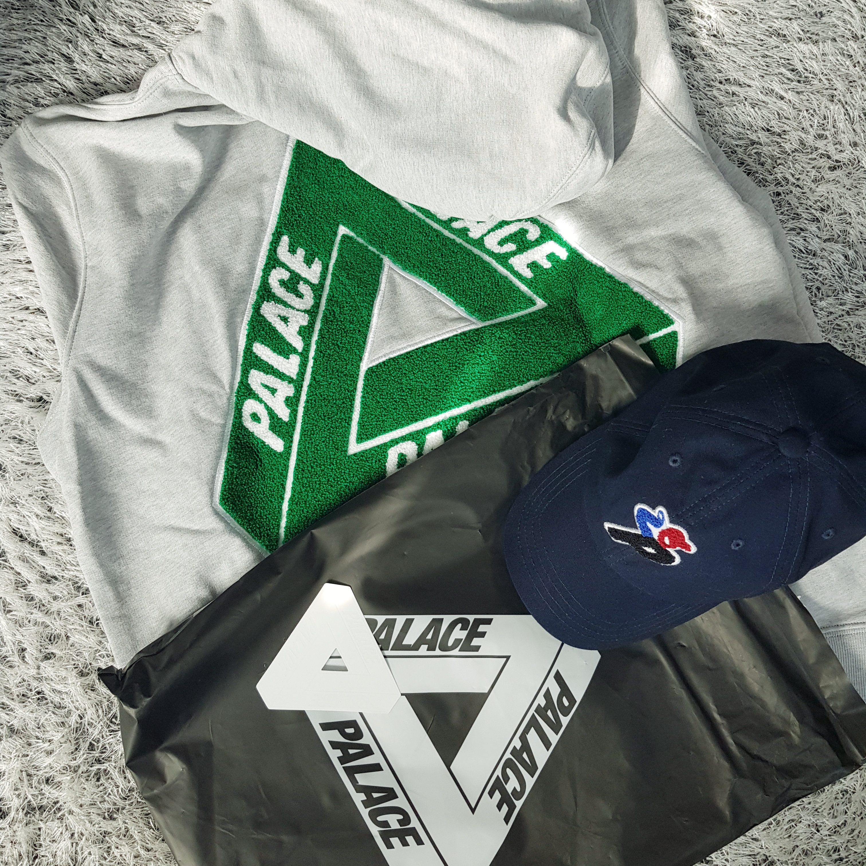 Palace Tri-Chenille Hood Grey Marl - 20SS 착용 스타일