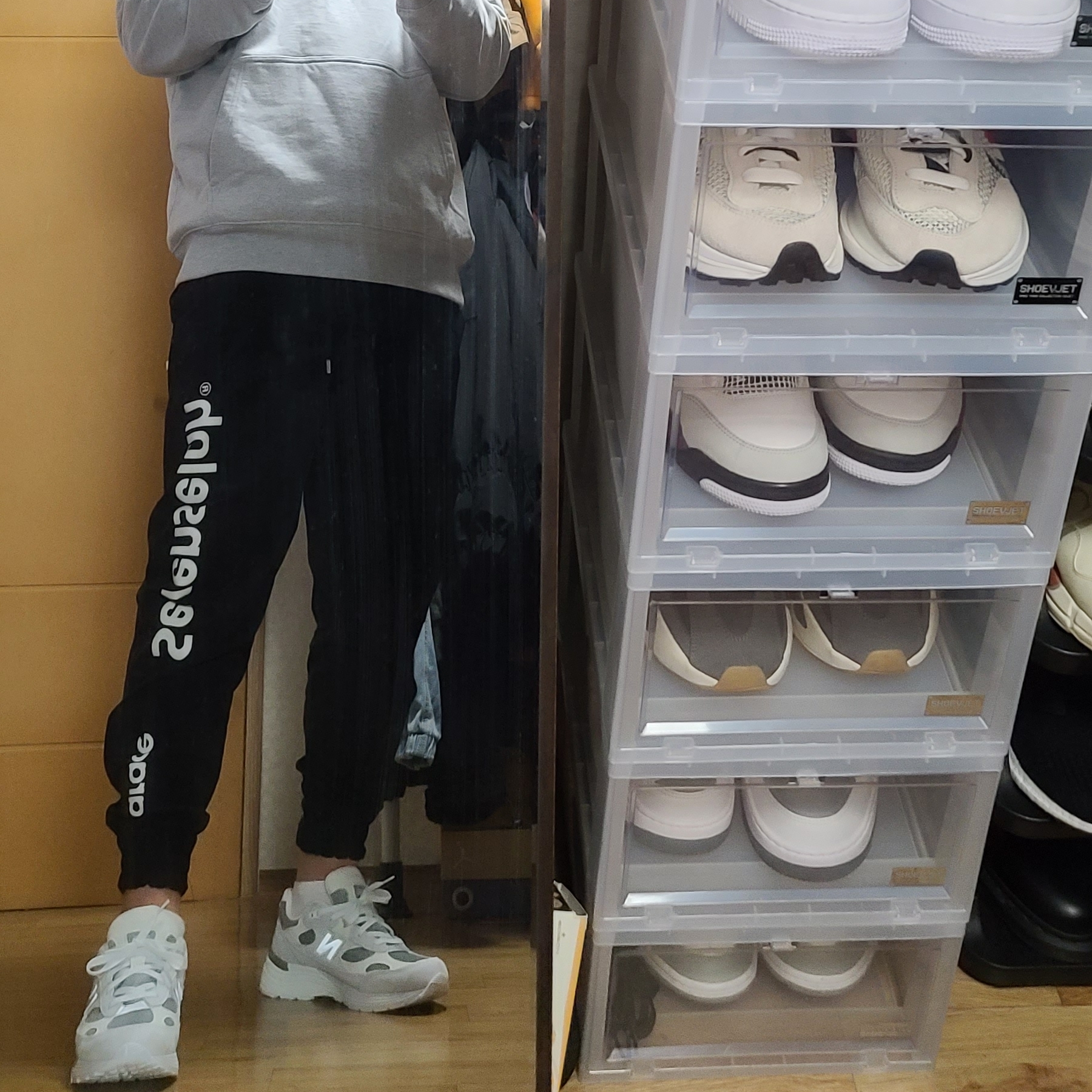New Balance 992 Made in USA White Silver 착용 스타일 - 1