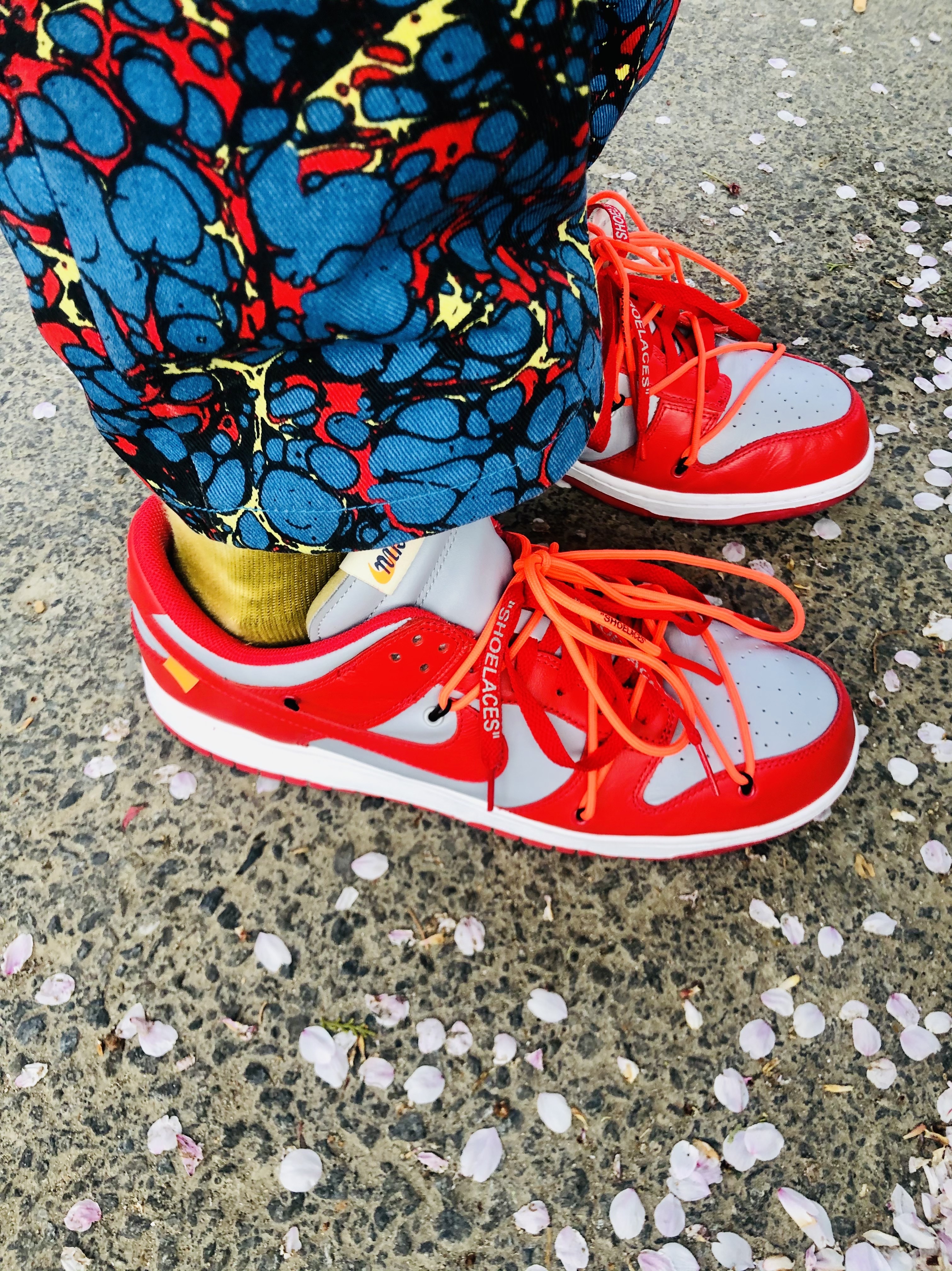 Nike x Off-White Dunk Low University Red 착용 스타일 - 3