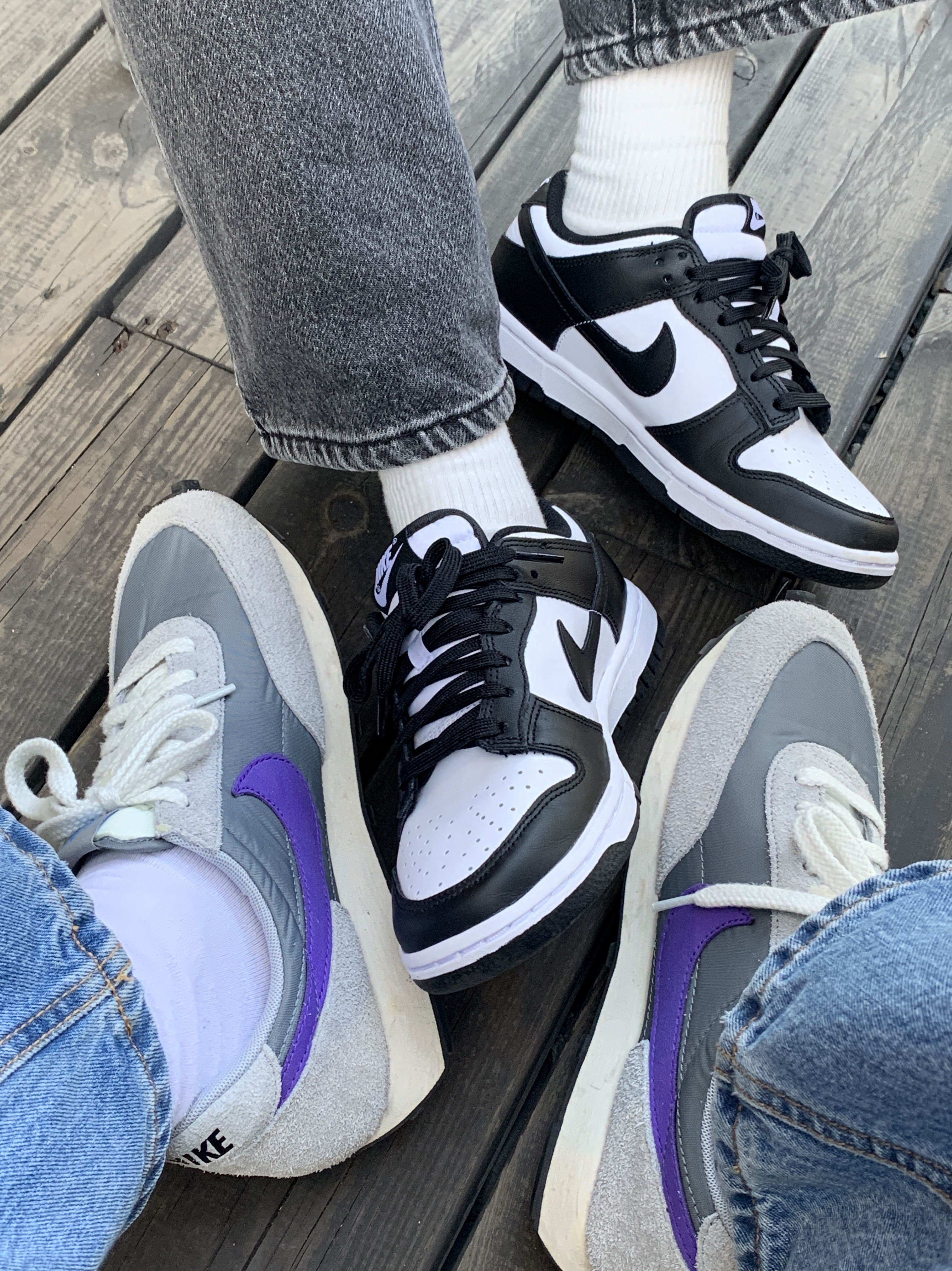 Nike Daybreak SP Cool Grey Hyper Grape, (W) Nike Dunk Low Black 착용 스타일