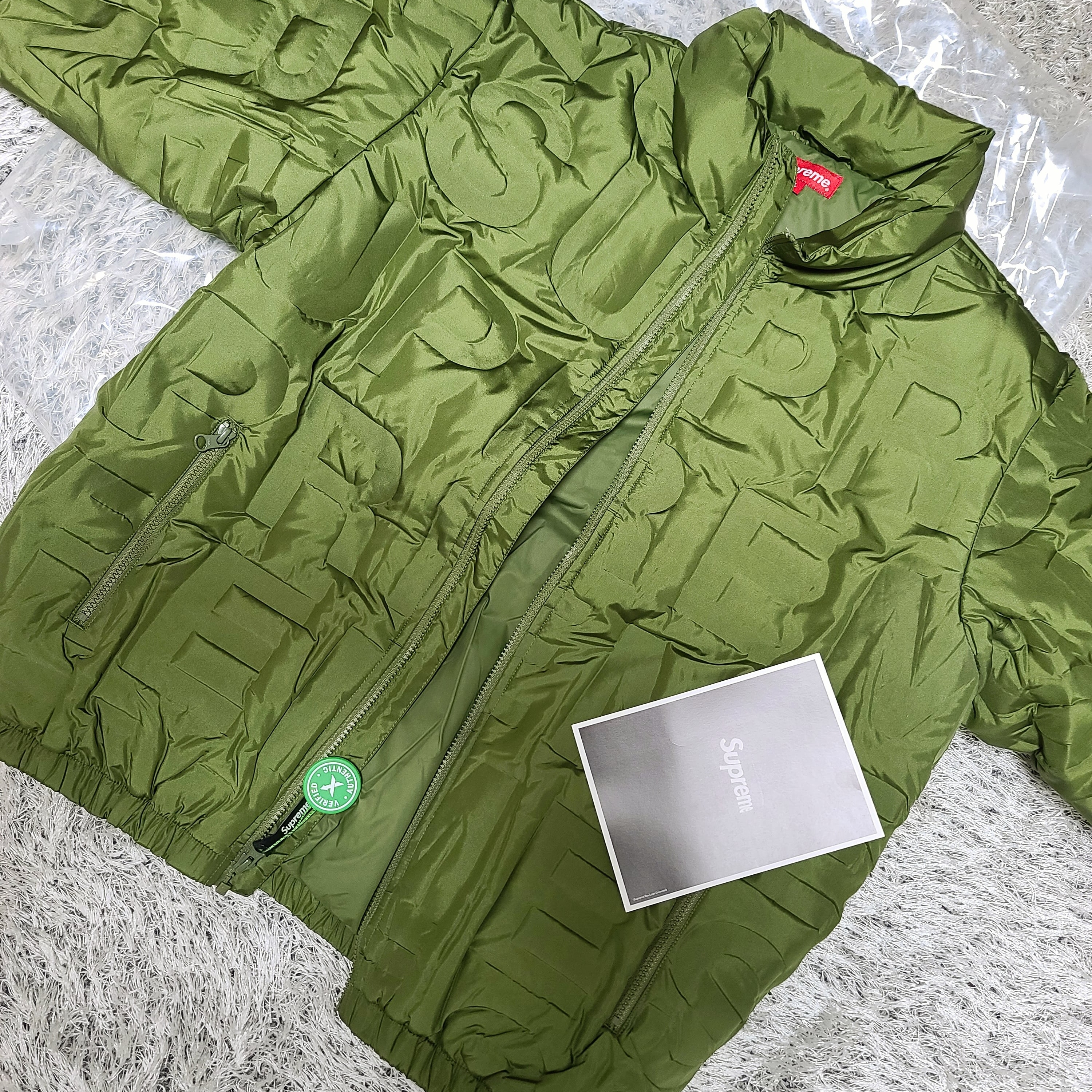 Supreme Bonded Logo Down Jacket Olive - 19SS 착용 스타일