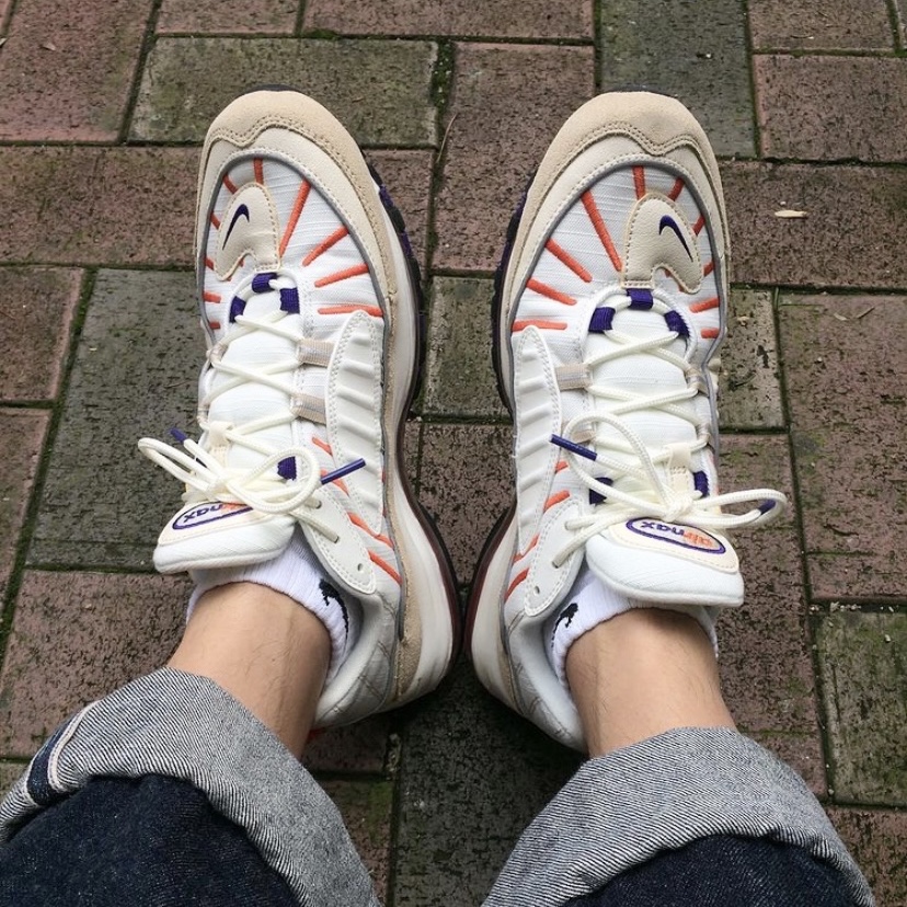 Nike Air Max 98 Sail Court Purple 착용 스타일 - 2