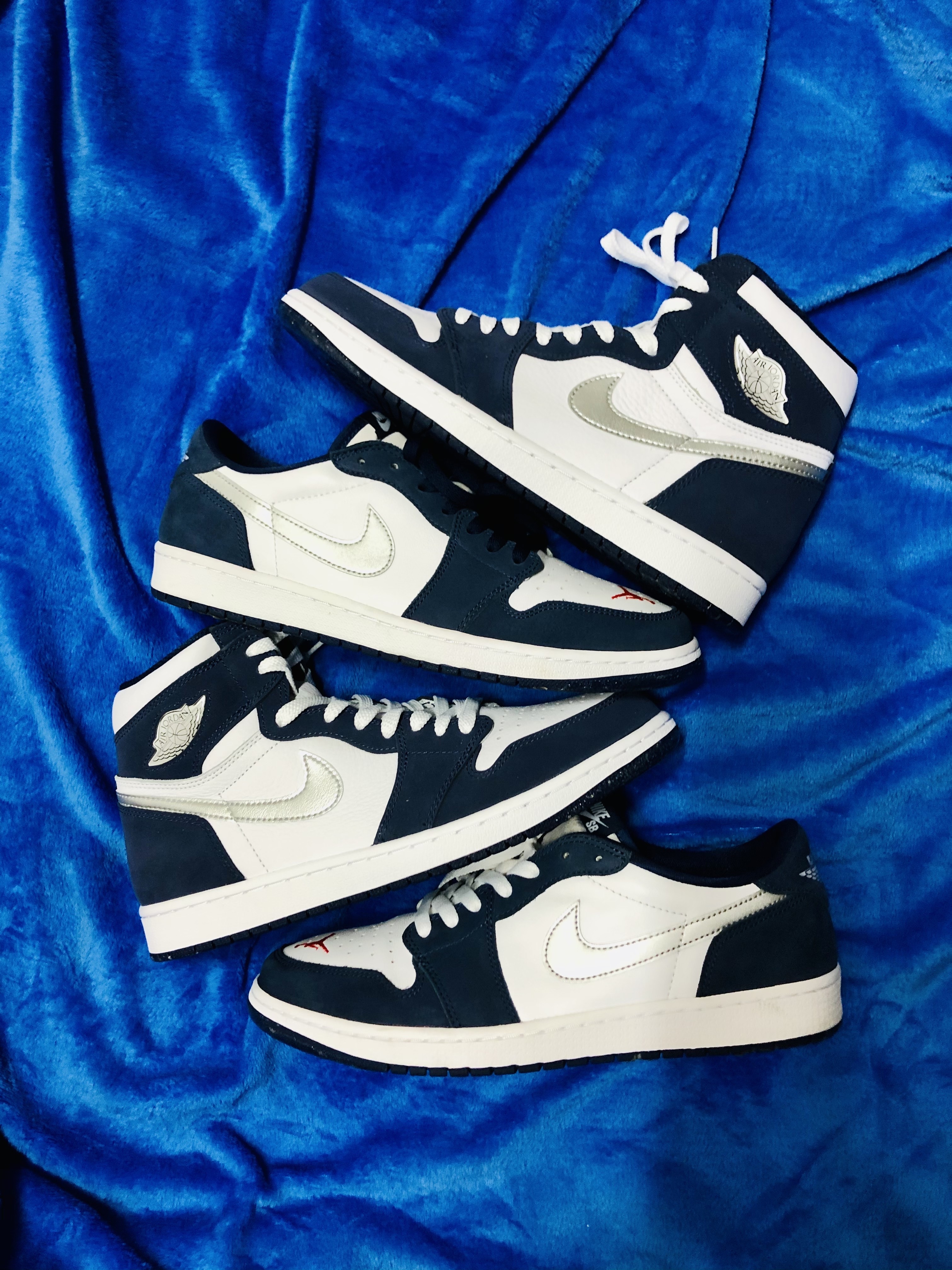 Jordan 1 Retro High OG CO.JP Midnight Navy, Jordan 1 Low SB Koston Midnight Navy 착용 스타일 - 3