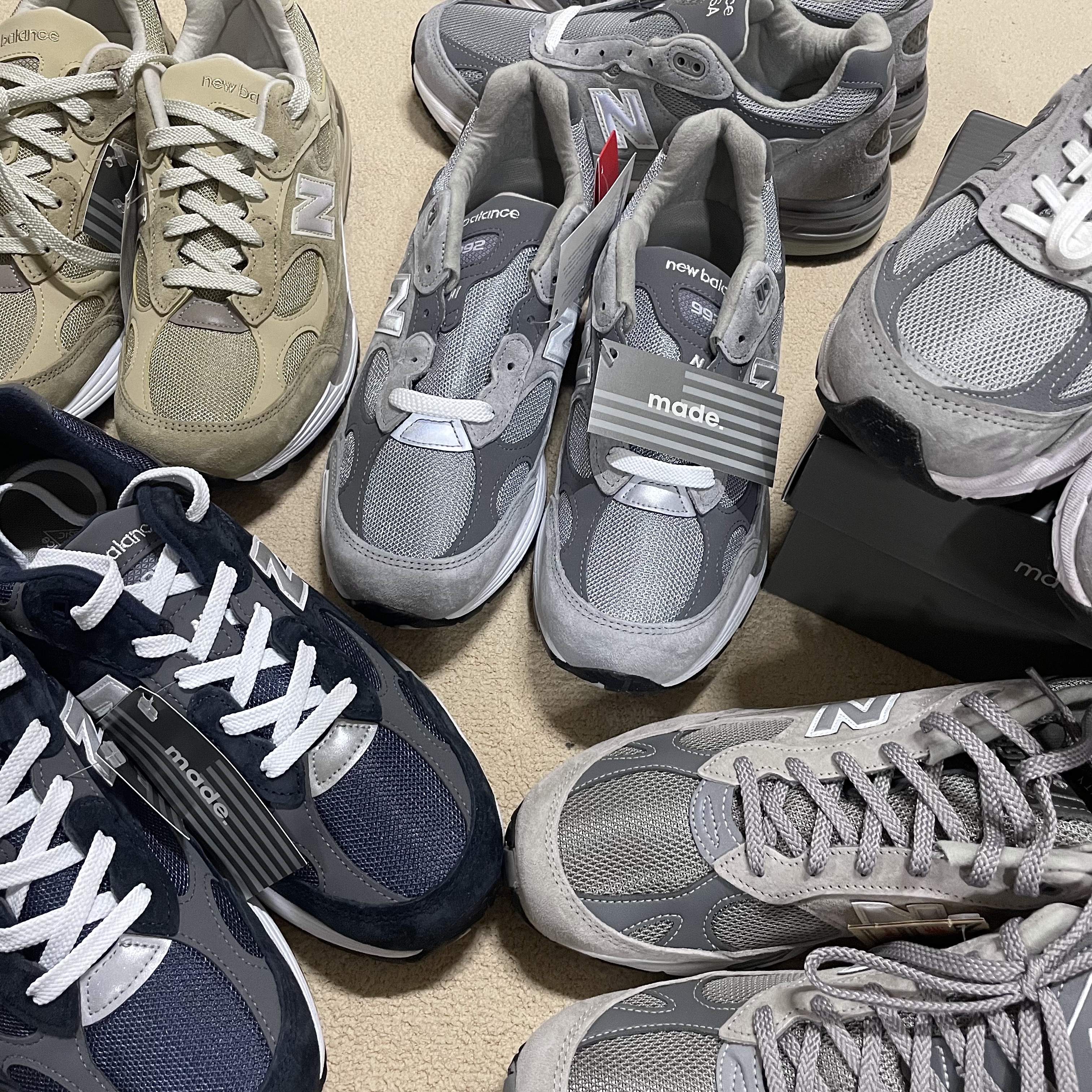 New Balance 990v5 Made in USA Grey - D Standard, New Balance 991 Made in UK Grey 착용 스타일 - 2