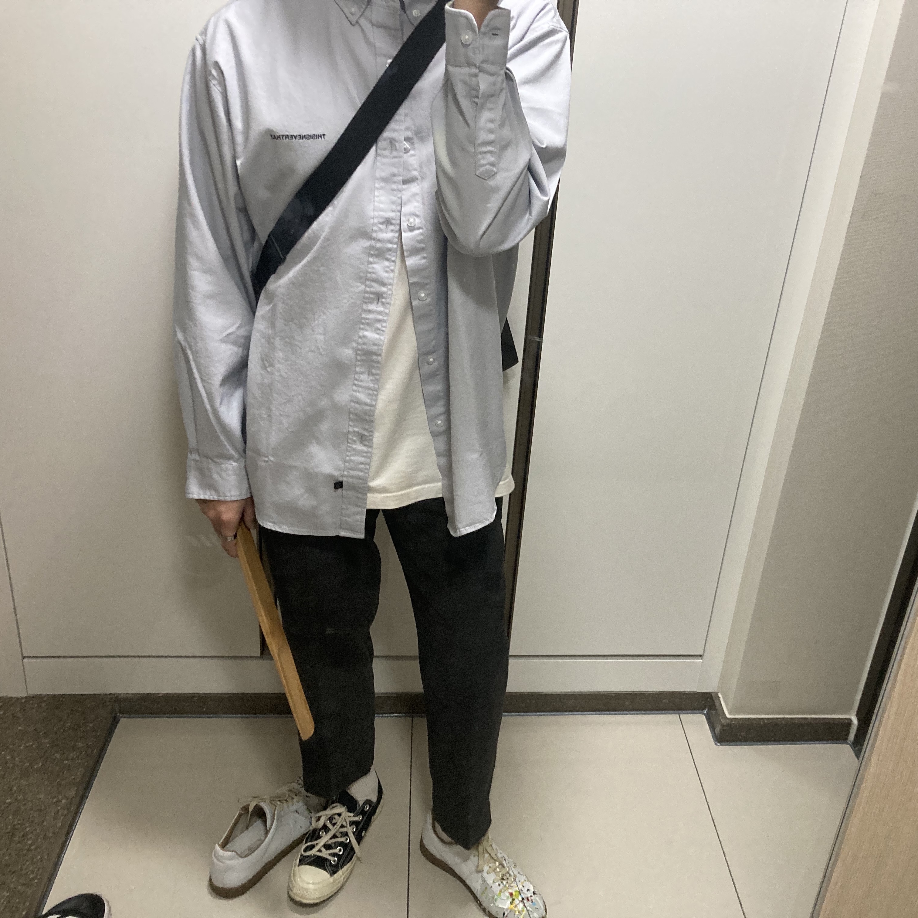 Converse x Play Comme des Garcons Chuck 70 Ox Black, Maison Margiela Replica Paint Drop Sneakers 착용 스타일