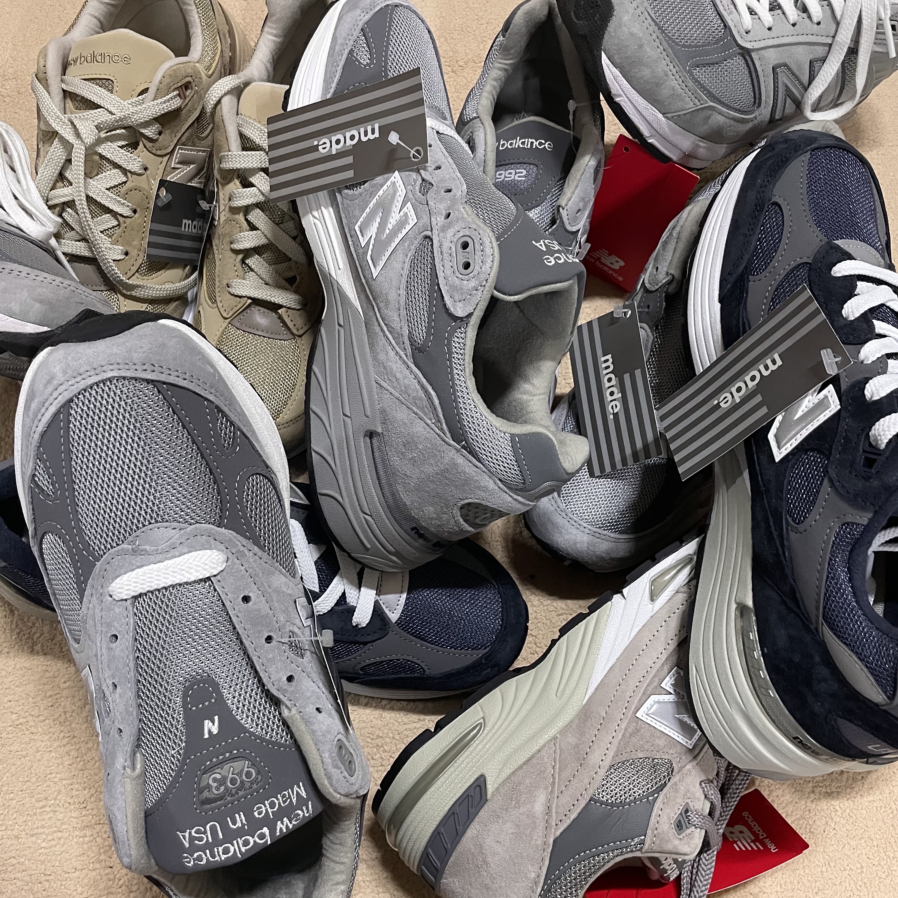 New Balance 990v5 Made in USA Grey - D Standard, New Balance 991 Made in UK Grey 착용 스타일 - 1