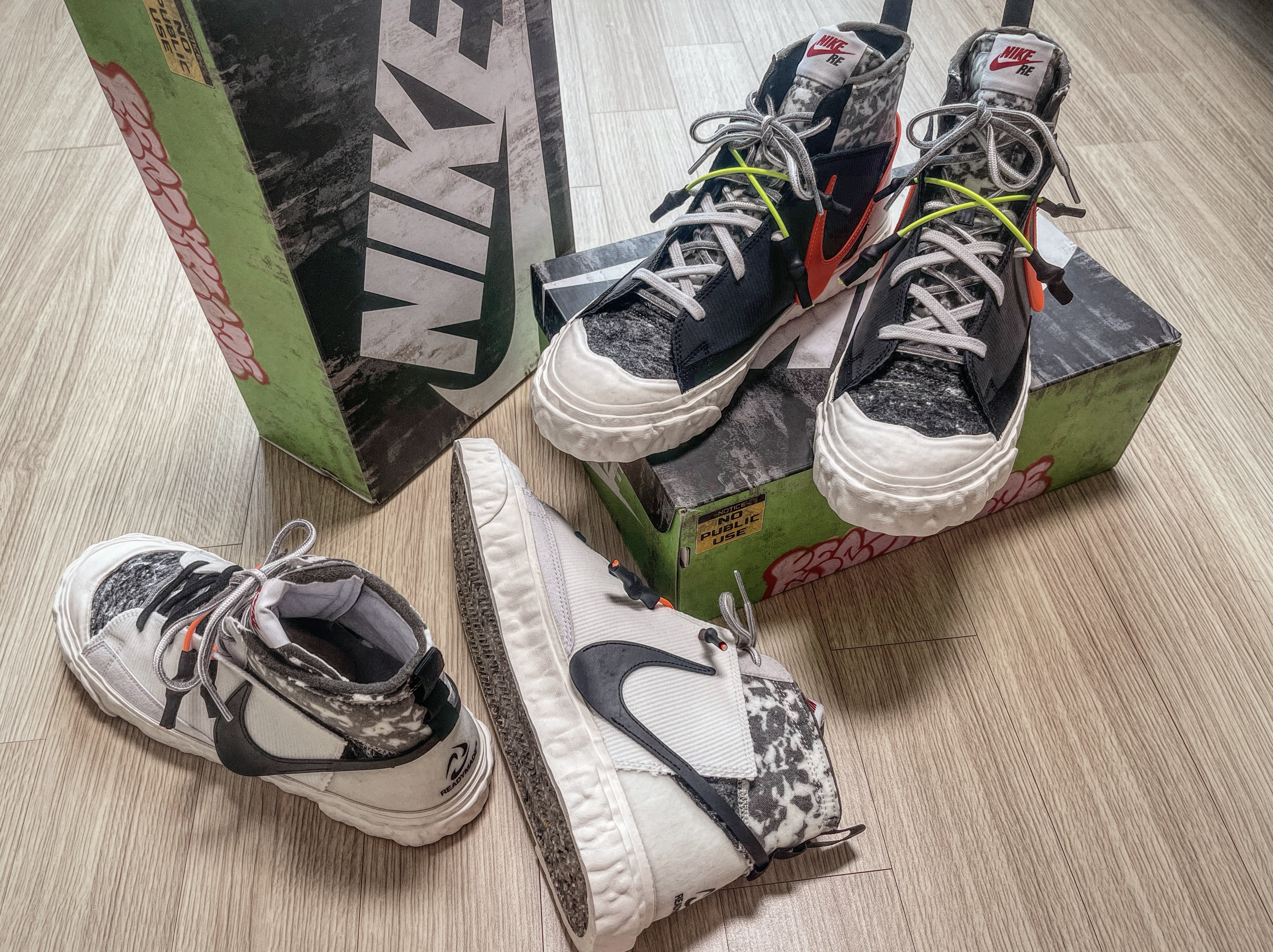 Nike x Readymade Blazer Mid Black, Nike x Readymade Blazer Mid White 착용 스타일 - 1