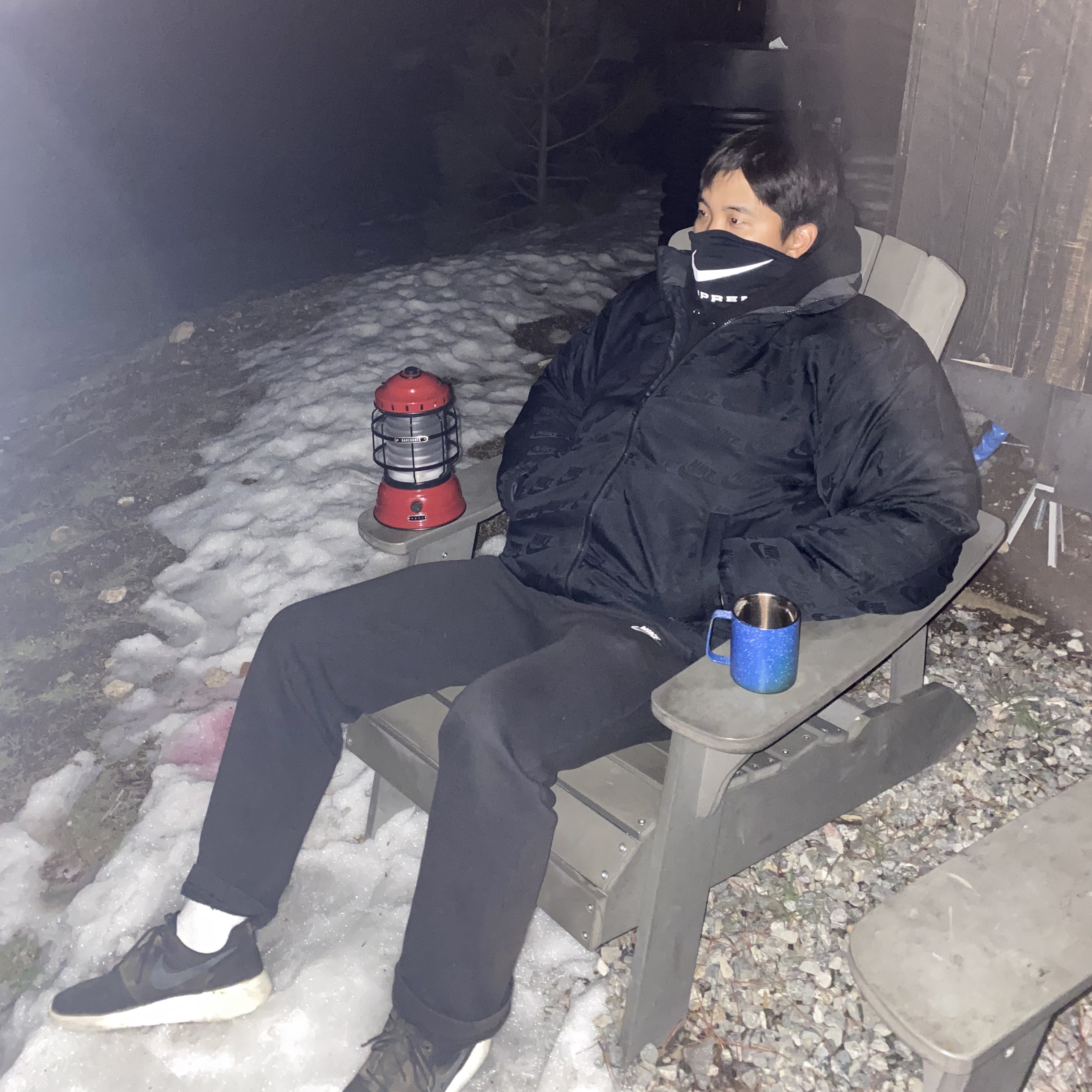 Supreme x Nike Neck Warmer Black - 21SS, Supreme x Nike Reversible Puffy Jacket Black - 21SS 착용 스타일