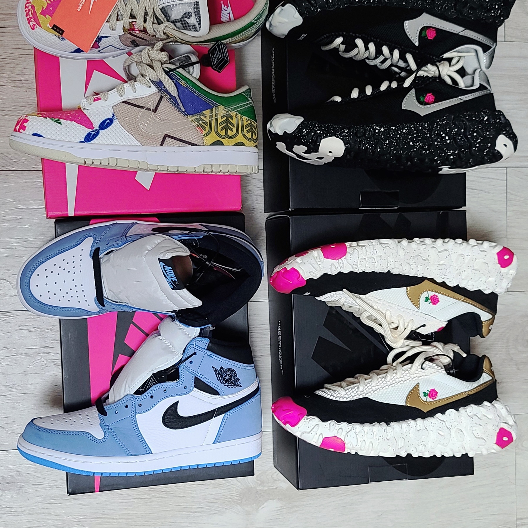 Nike x Undercover Overbreak SP Black, Nike x Undercover Overbreak Sail Gold 착용 스타일