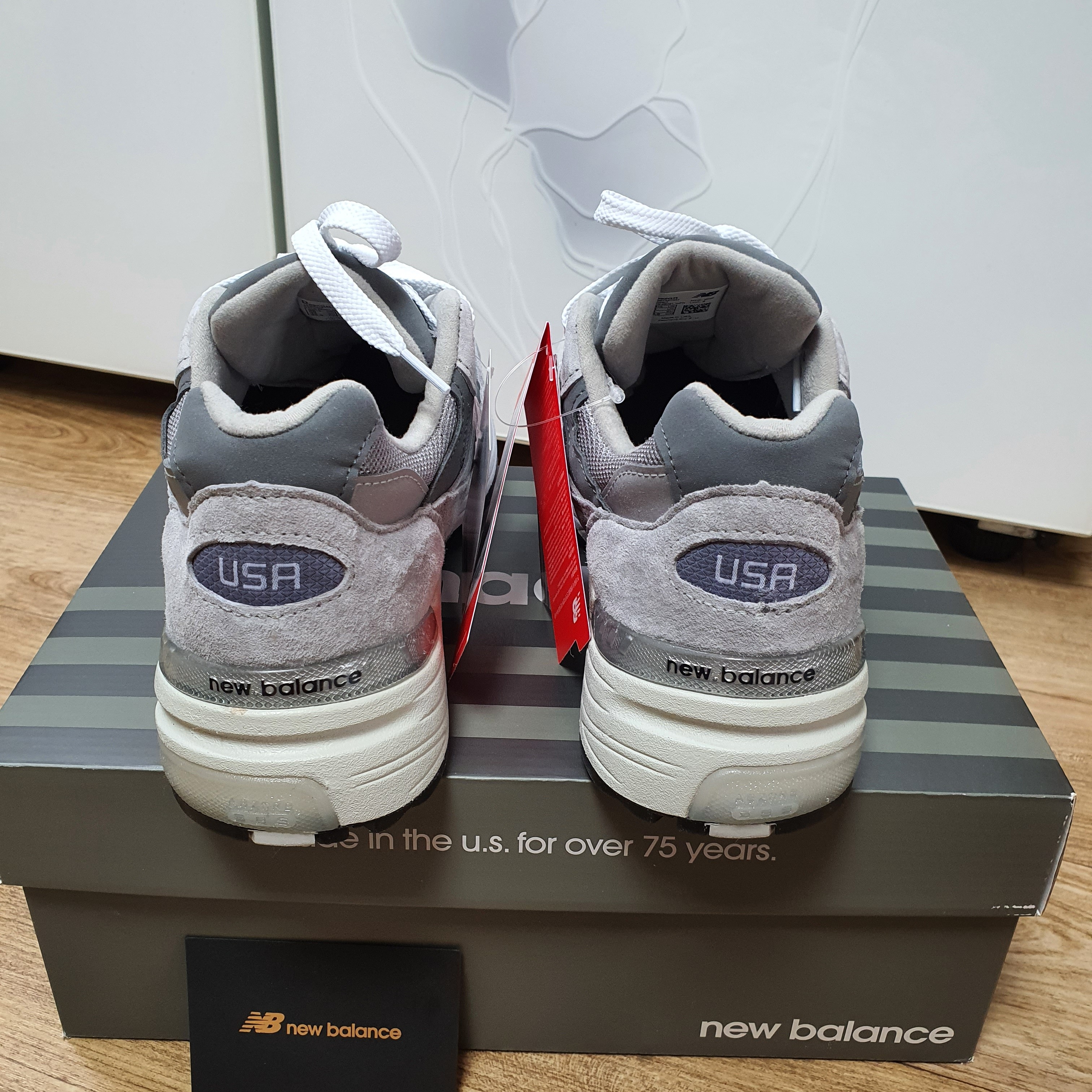 New Balance 992 Made in USA Grey - D Standard 착용 스타일 - 3