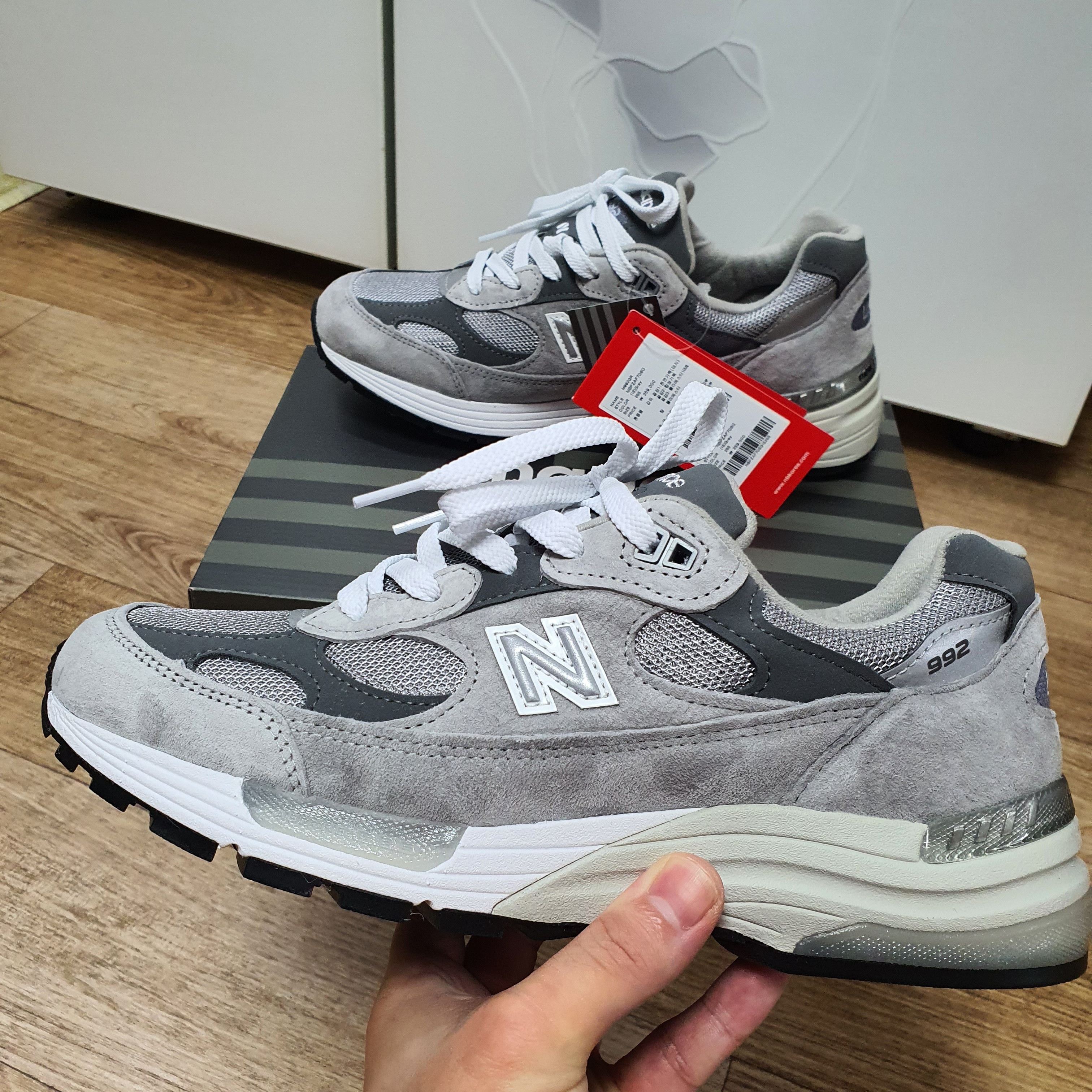 New Balance 992 Made in USA Grey - D Standard 착용 스타일 - 4