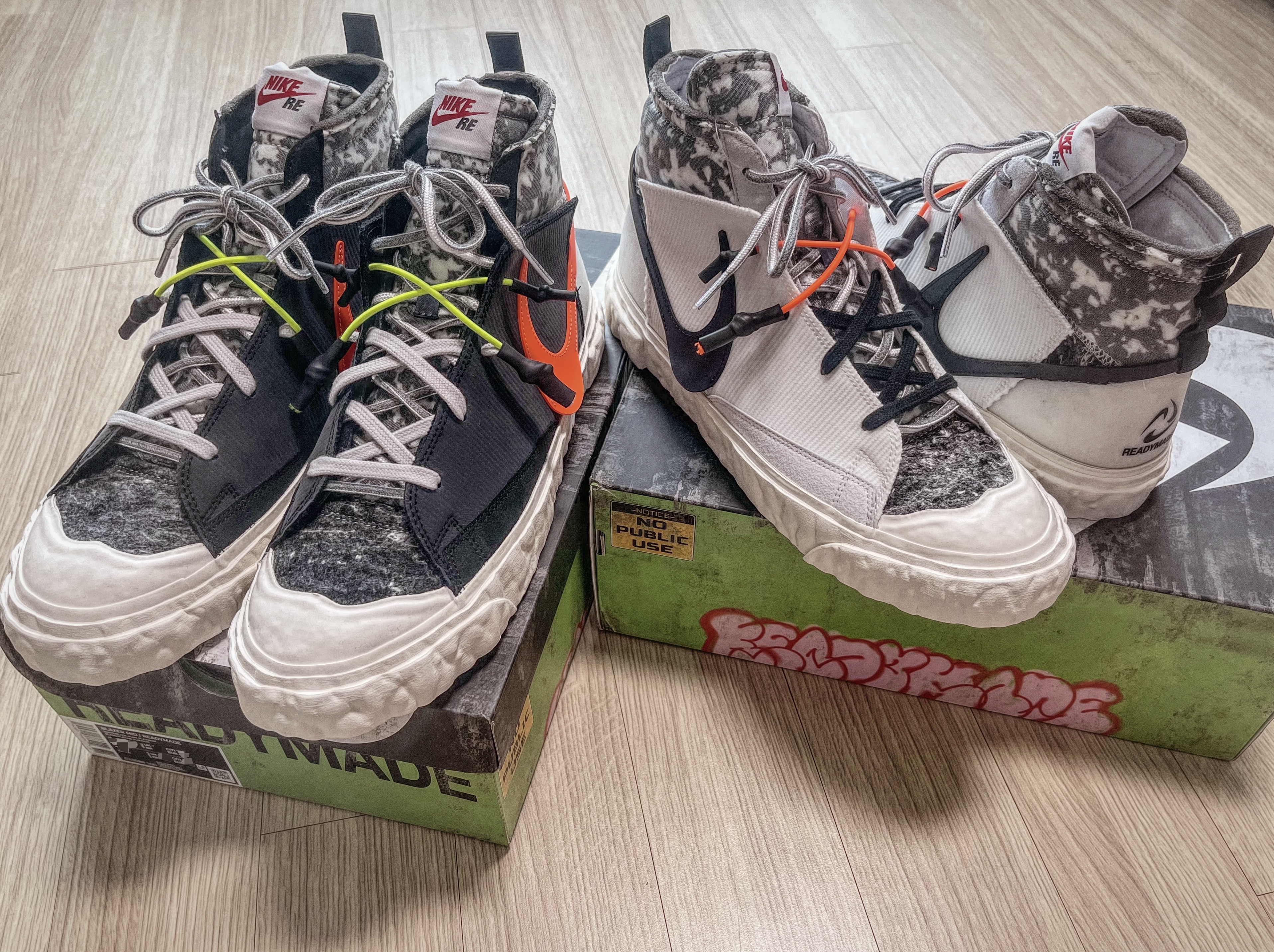 Nike x Readymade Blazer Mid Black, Nike x Readymade Blazer Mid White 착용 스타일 - 3