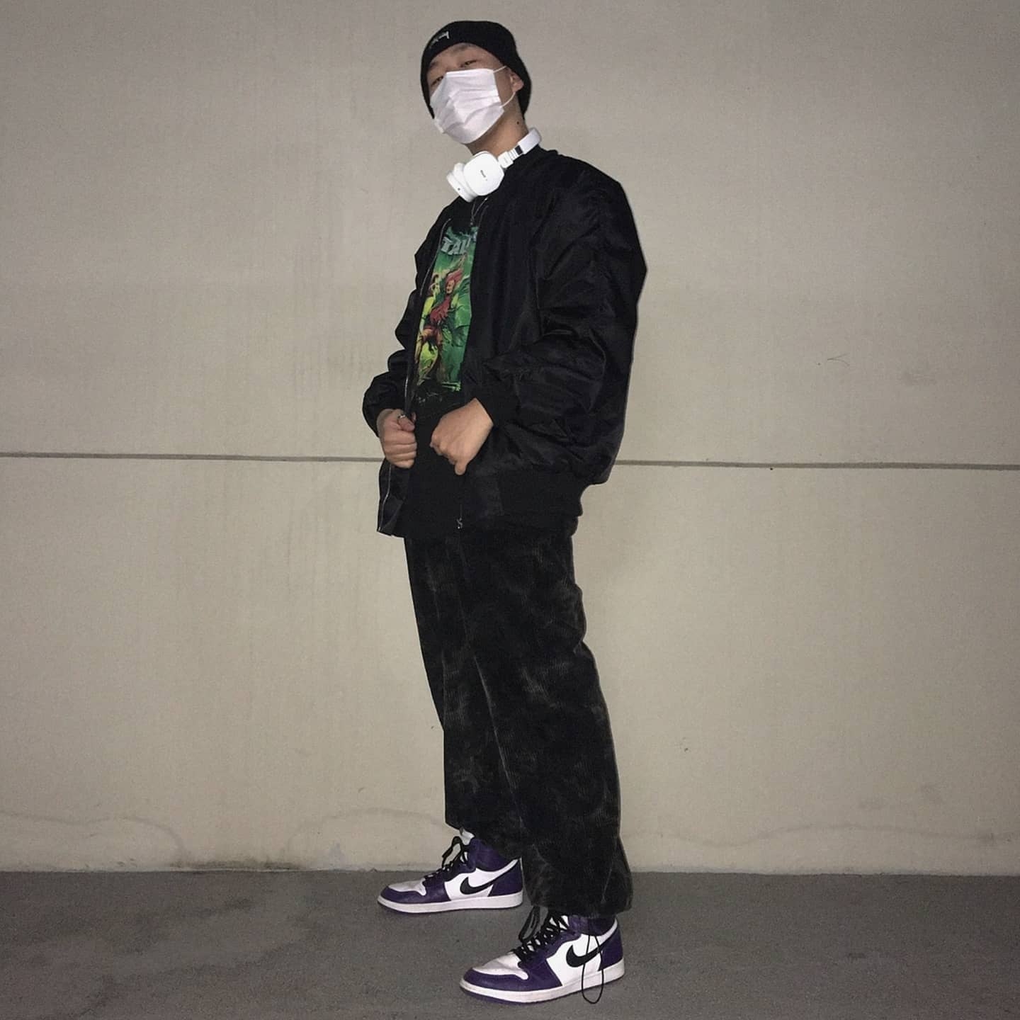 Jordan 1 Retro High OG Court Purple 2020, Nike x Stussy Cuff Beanie Black 착용 스타일 - 2