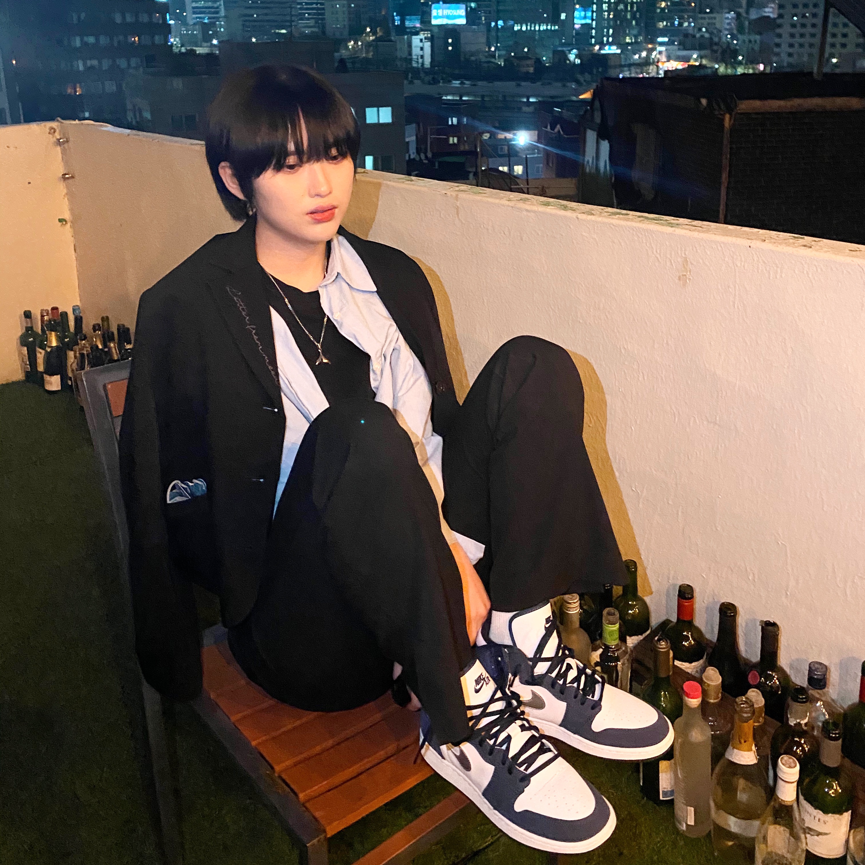 Jordan 1 Retro High OG CO.JP Midnight Navy, (GS) Jordan 1 Retro High OG CO.JP Midnight Navy 착용 스타일 - 1