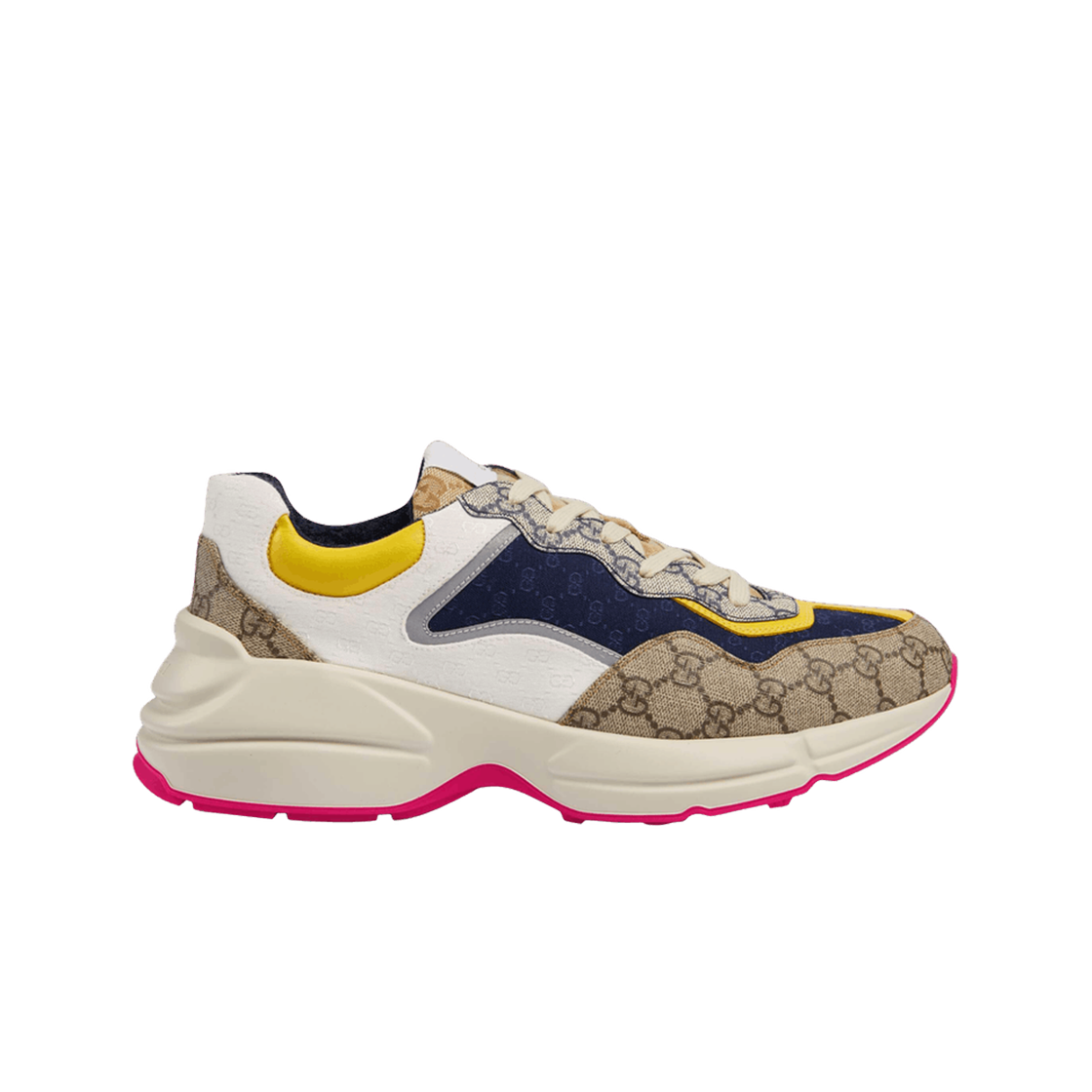 구찌 GG 롸이톤 스니커즈 베이지 에보니 블루(Gucci GG Rhyton Beige Sneakers Ebony Blue)