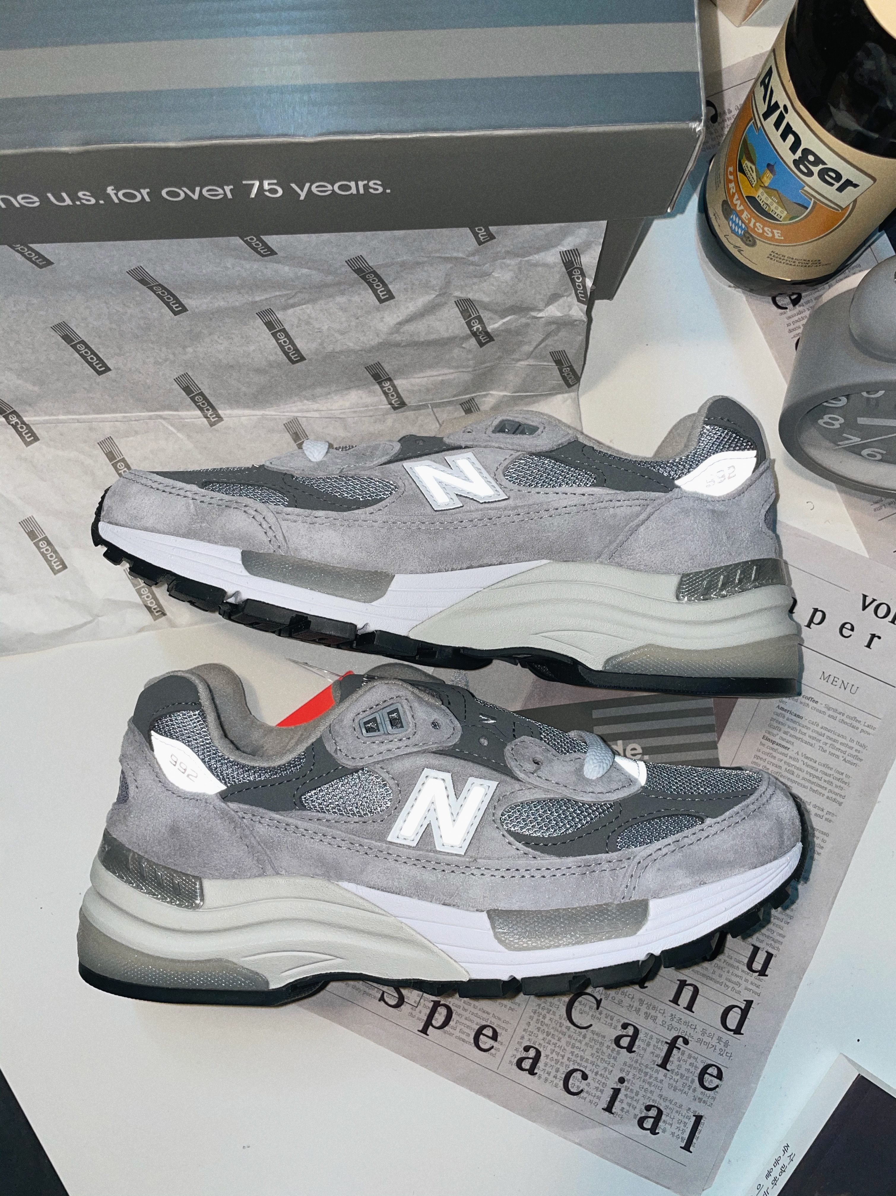 New Balance 992 Made in USA Grey - D Standard 착용 스타일 - 2