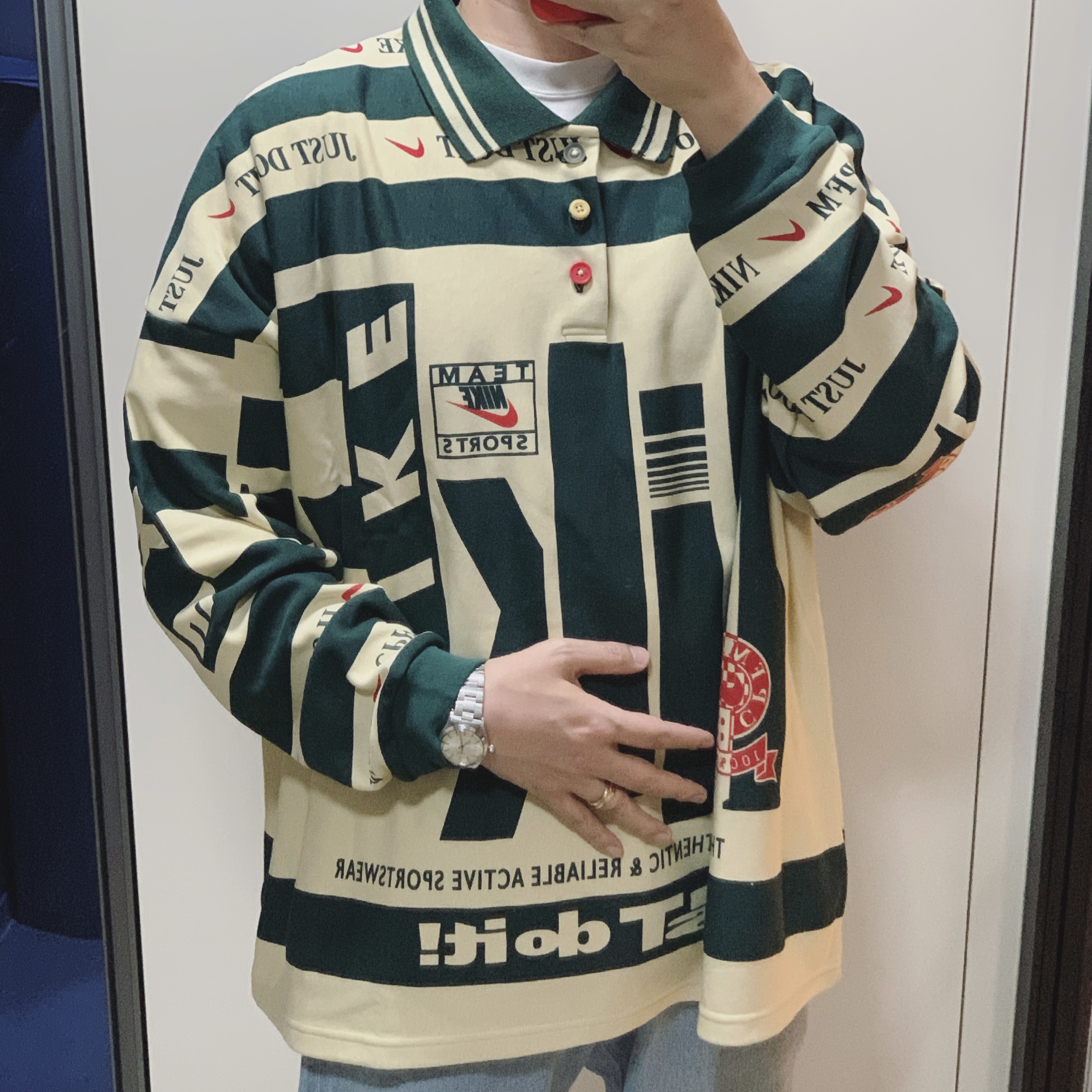 Nike x Cactus Plant Flea Market Long Sleeve Polo Natural - US/EU, Nike x Cactus Plant Flea Market Air Force 1 Low Premium White 착용 스타일 - 2