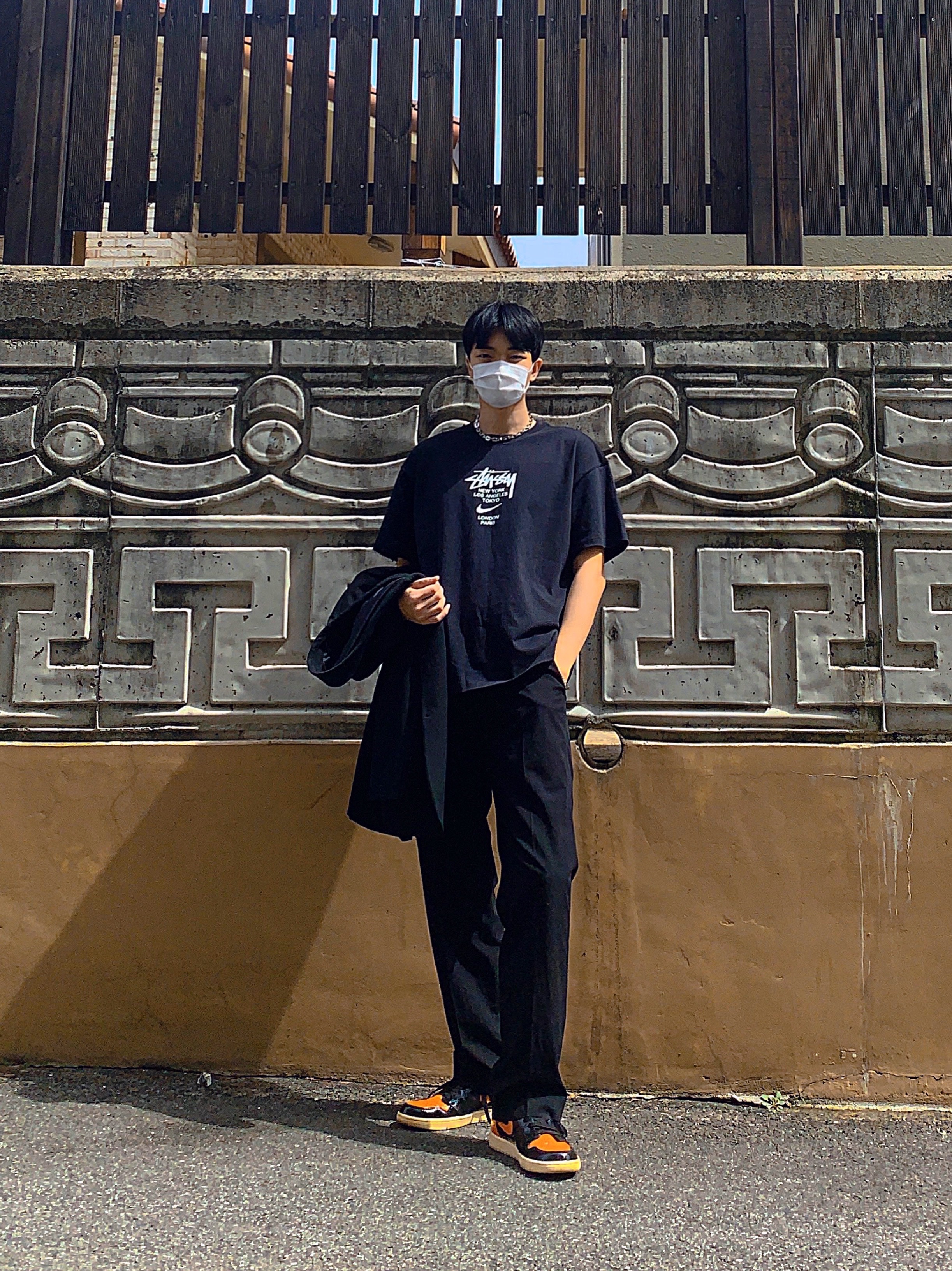 Jordan 1 Retro High Shattered Backboard 3.0, Nike x Stussy WT T-Shirt Black - US/EU 착용 스타일