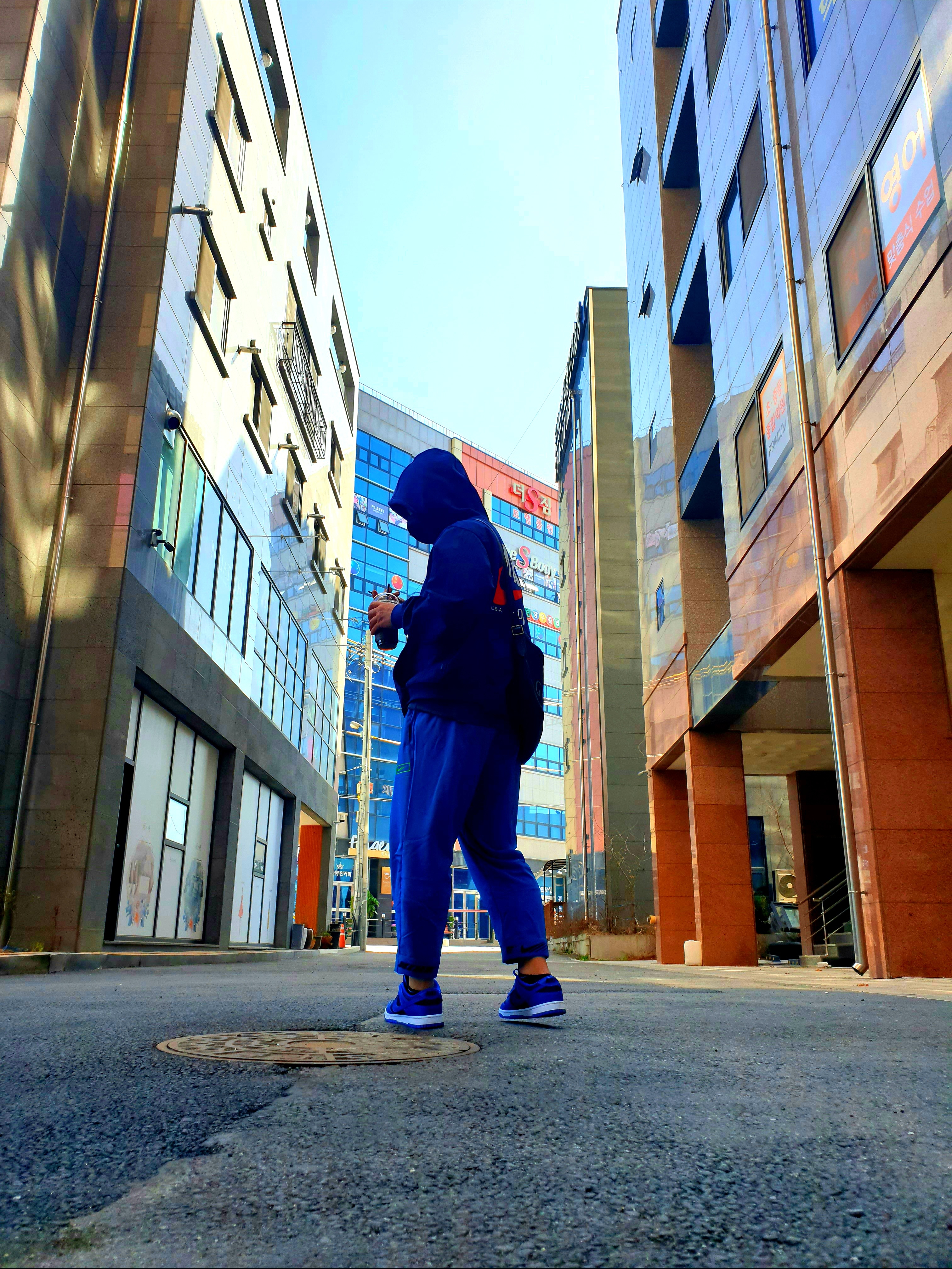 Nike NSW Hoodie BRS Midnight Navy, Nike M NRG Track Pants Geode Teal 착용 스타일 - 1