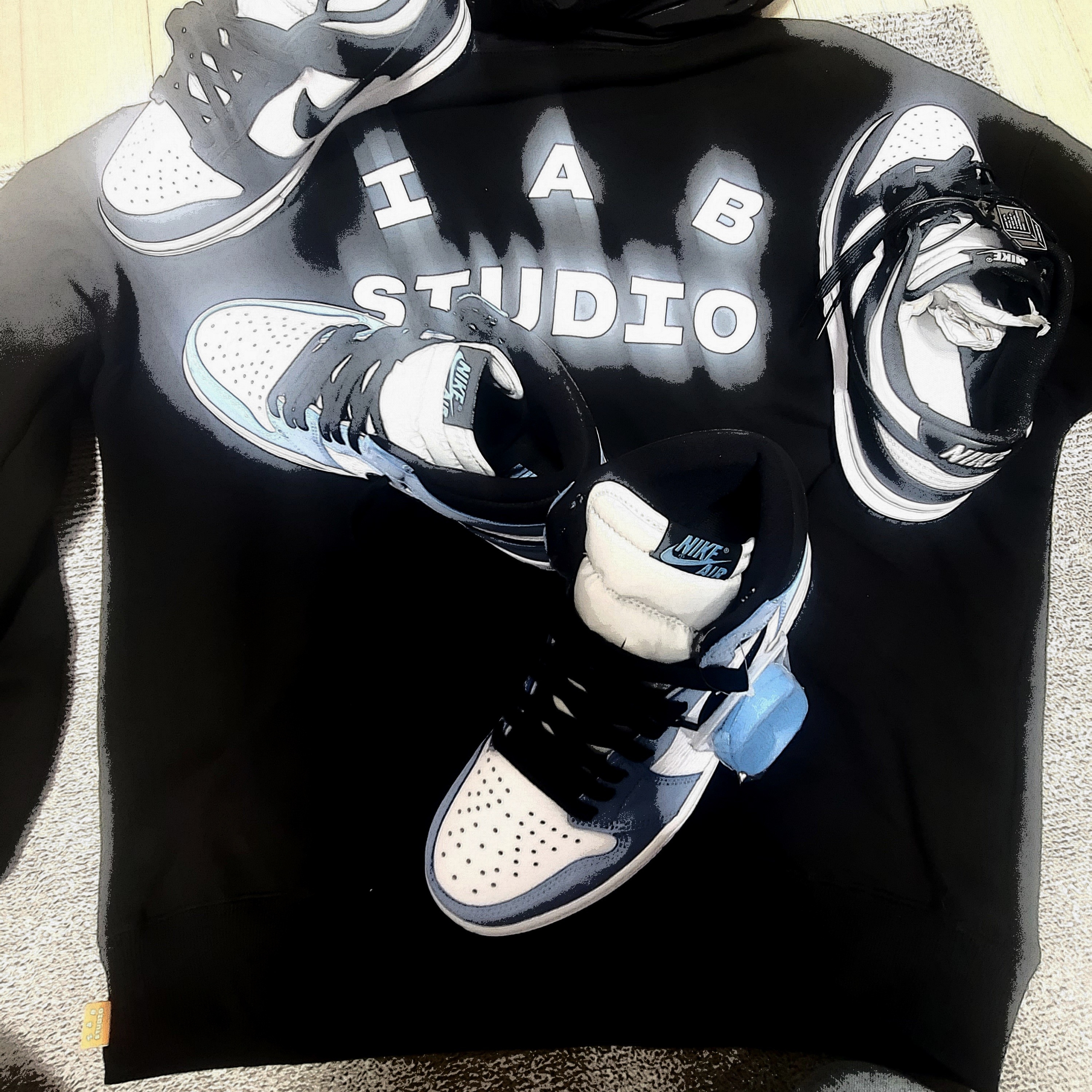 IAB Studio Woven Hoodie Black, IAB Studio Blocked Pigment Hoodie Black 착용 스타일 - 4