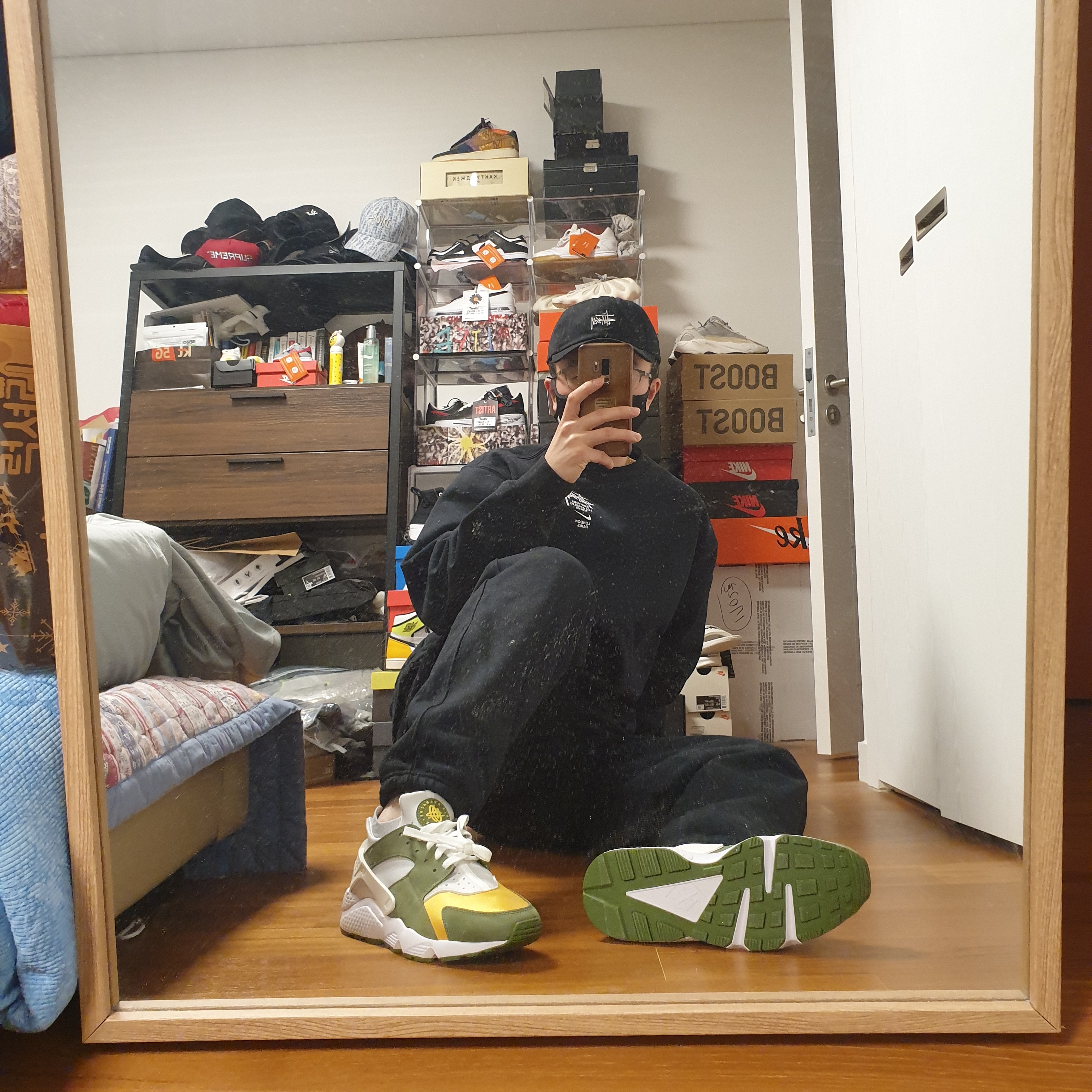 Nike x Stussy NRG ZR Fleece Crewneck Black - US/EU, Nike x Stussy NRG ZR Fleece Pants Black - US/EU 착용 스타일 - 3