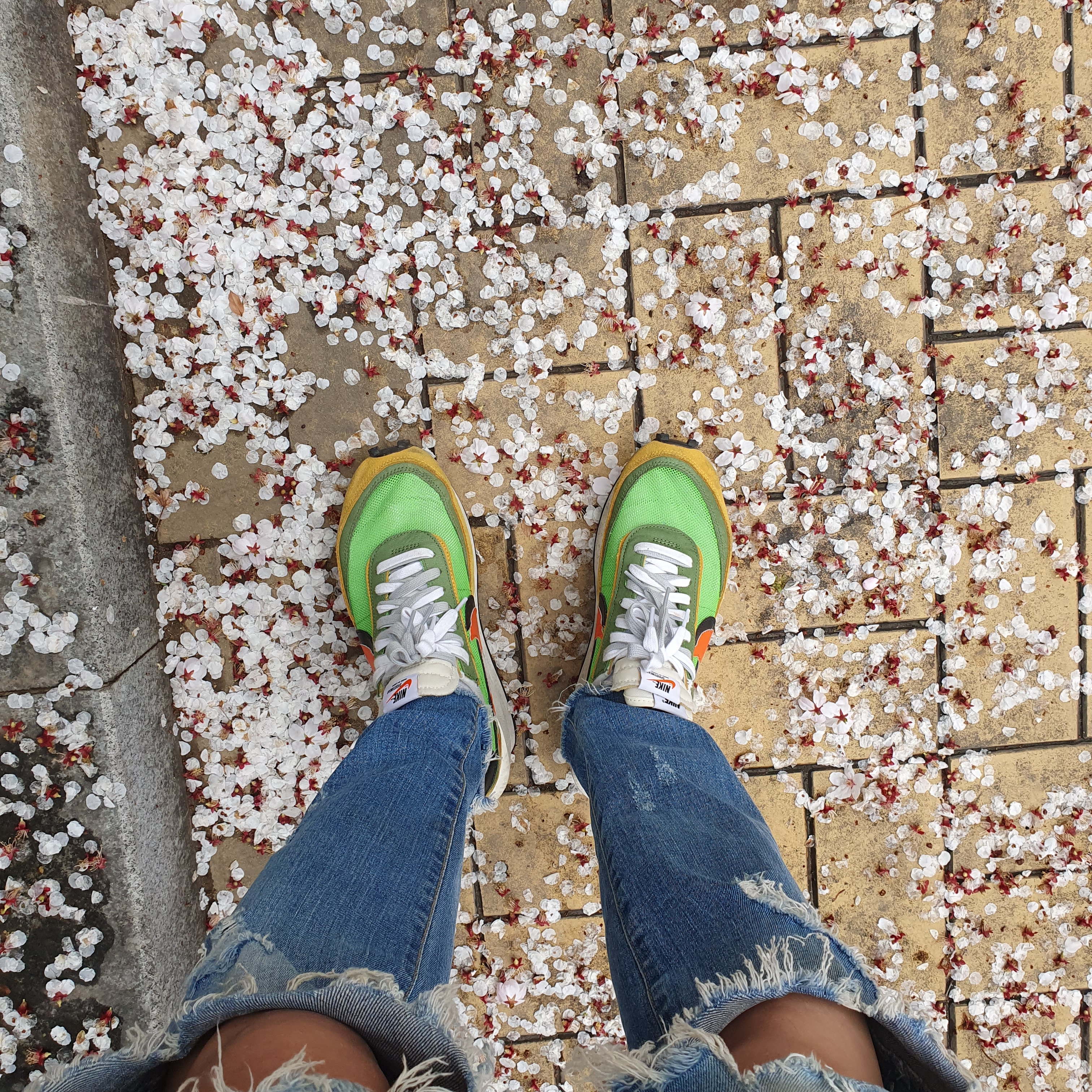 Nike x Sacai LDWaffle Green Multi 착용 스타일