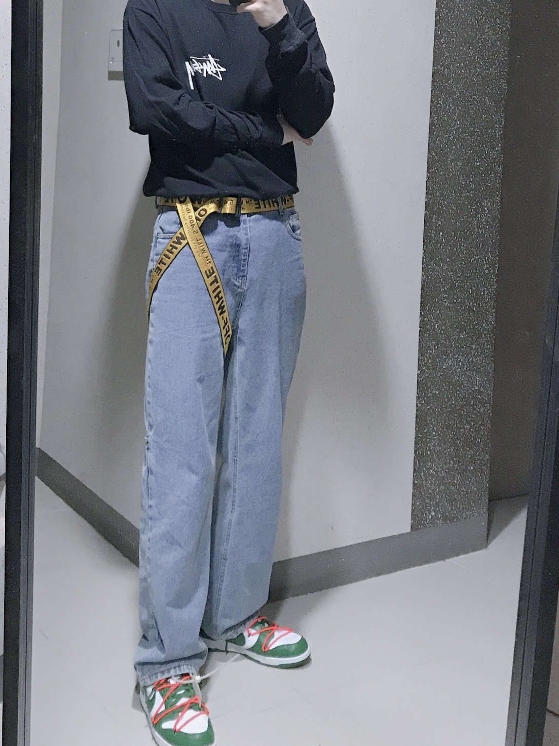 Nike x Off-White Dunk Low Pine Green 착용 스타일 - 1