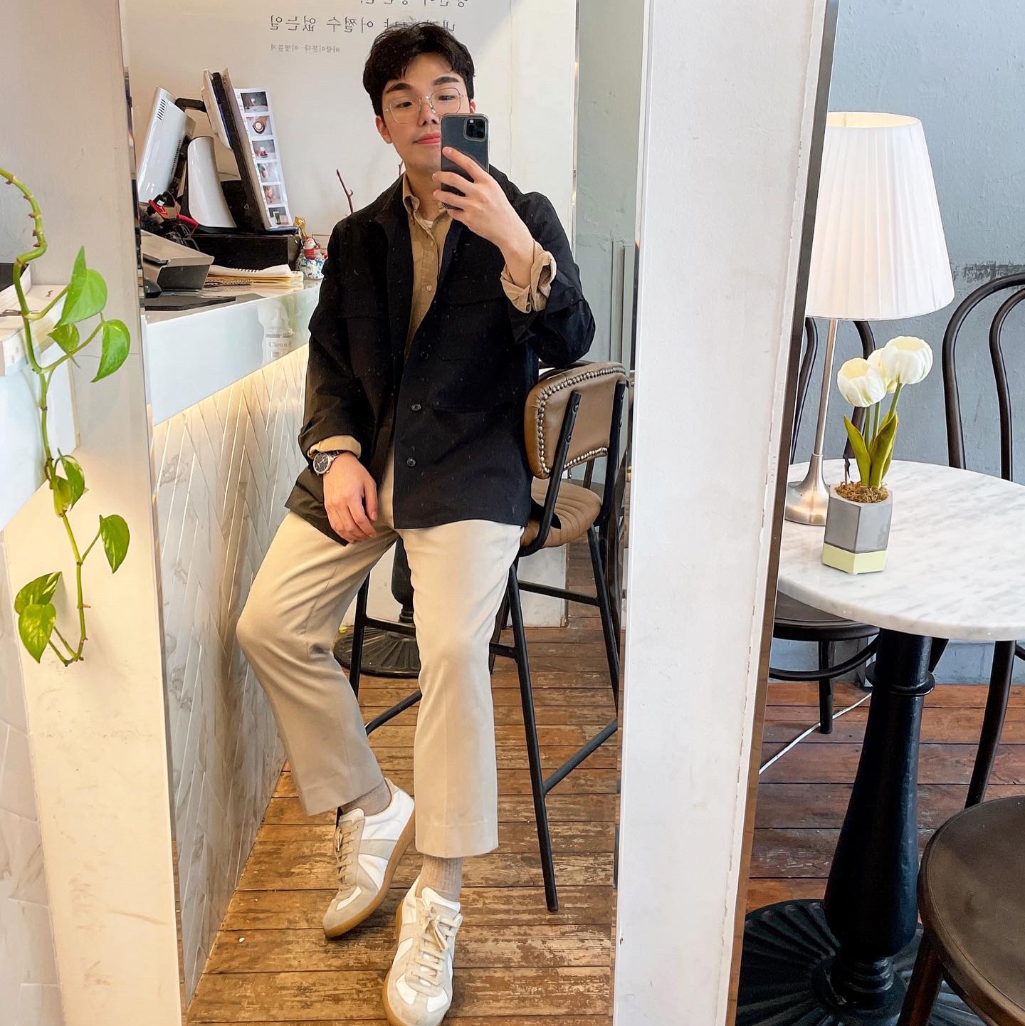 Maison Margiela Calfskin Replica Sneakers 착용 스타일