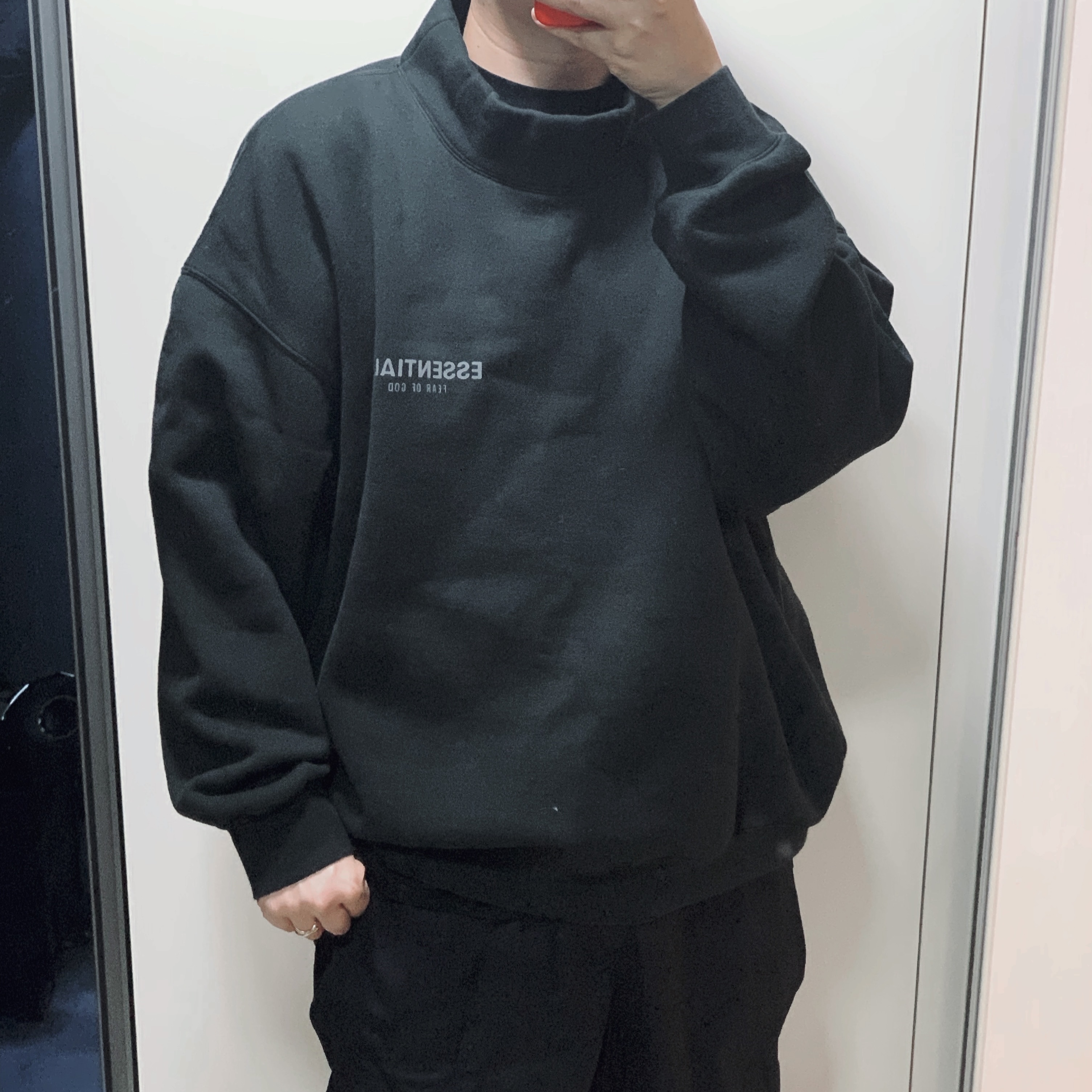 Nike x Readymade Blazer Mid Black, Essentials Pull-Over Mockneck Sweatshirt Black 2020 착용 스타일 - 2