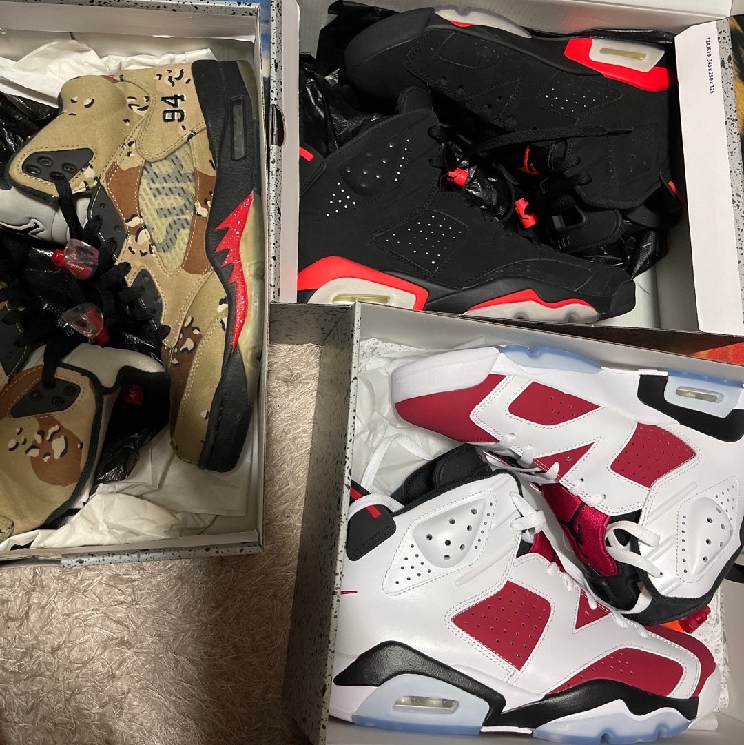 Jordan 6 Retro Carmine 2021, Jordan 6 Retro Infrared 2019 착용 스타일