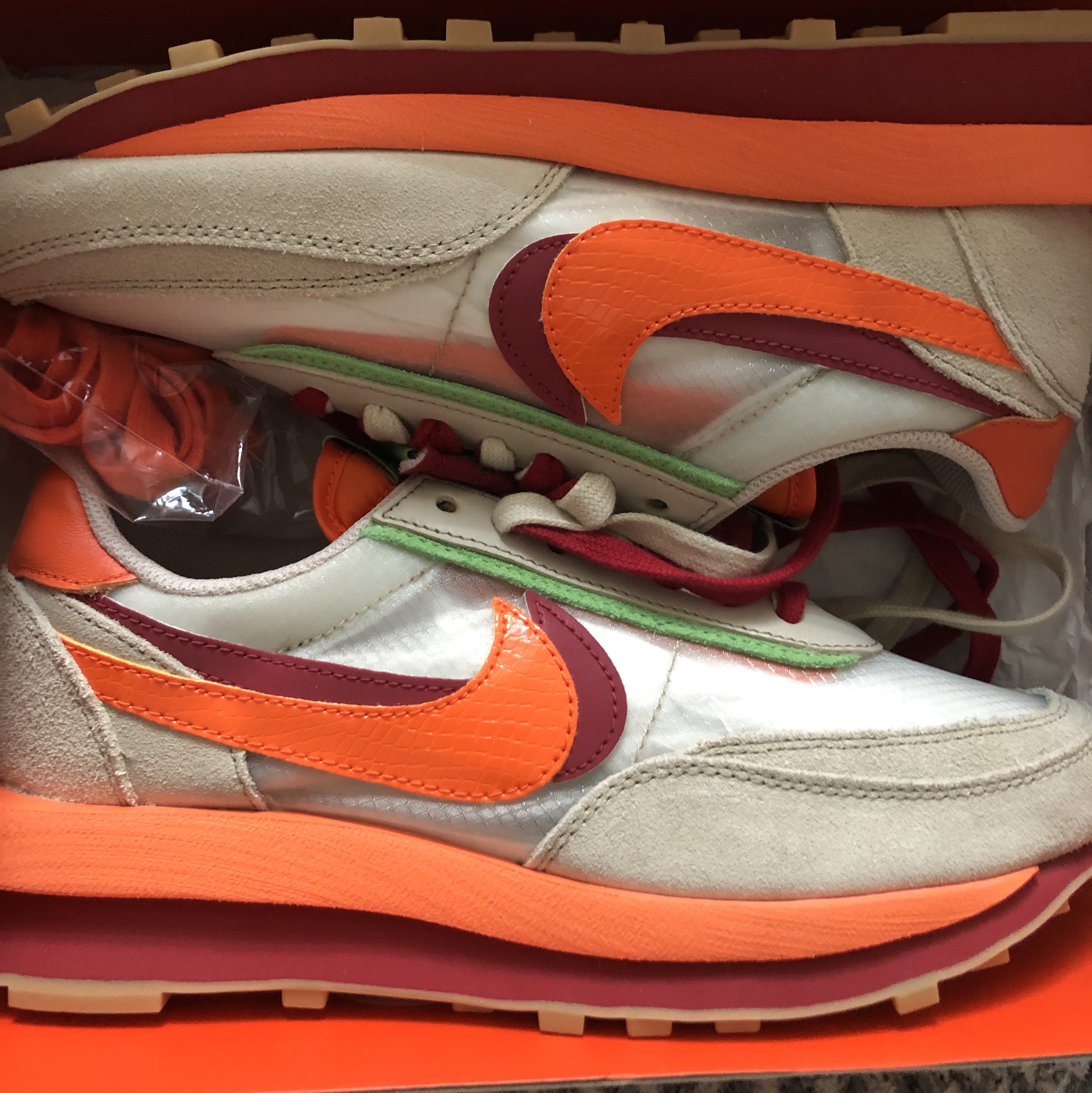 Nike x Sacai x Clot LDWaffle Orange Blaze 착용 스타일