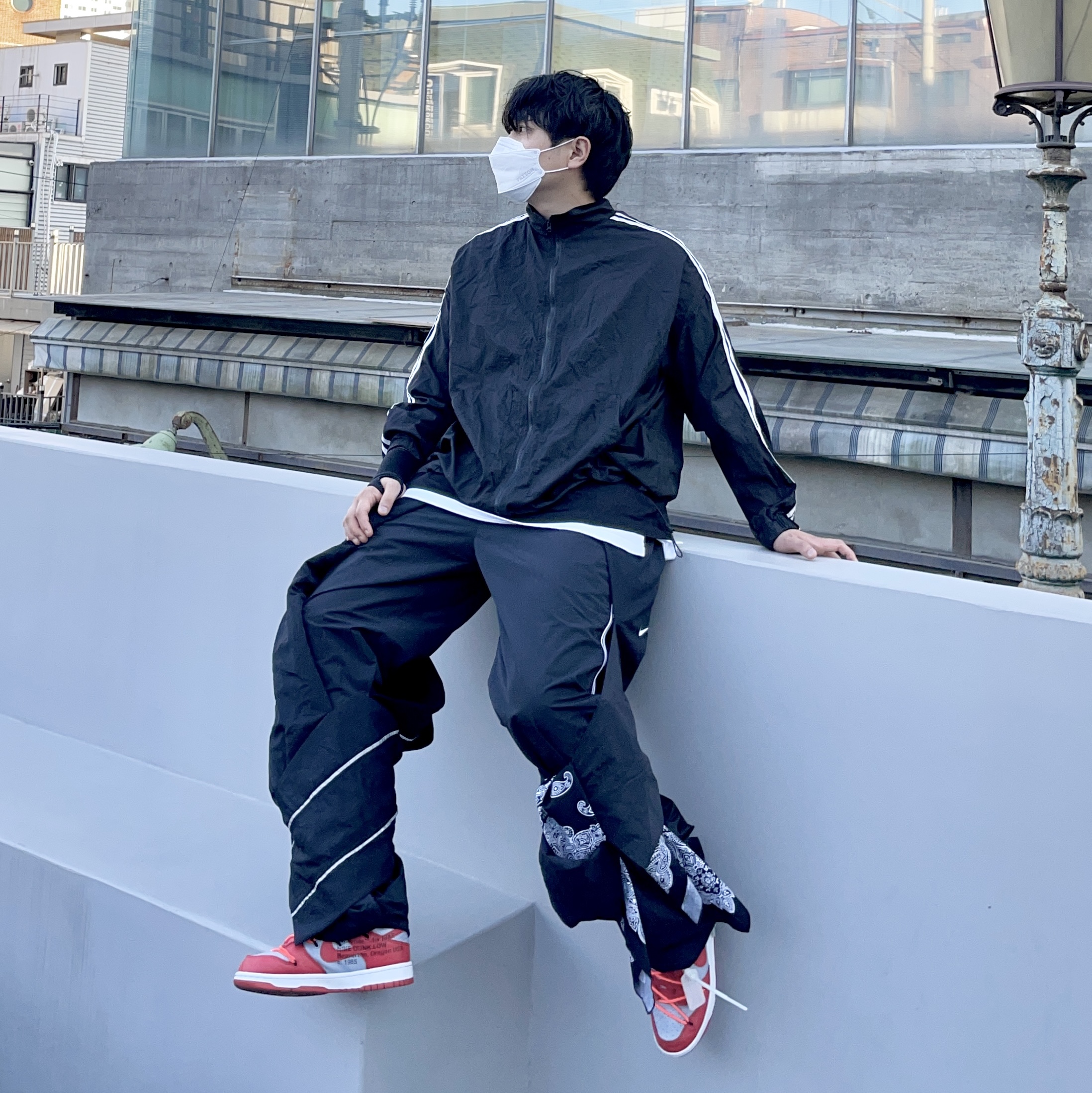 Nike NRG DH Pants Black, Nike x Off-White Dunk Low University Red 착용 스타일