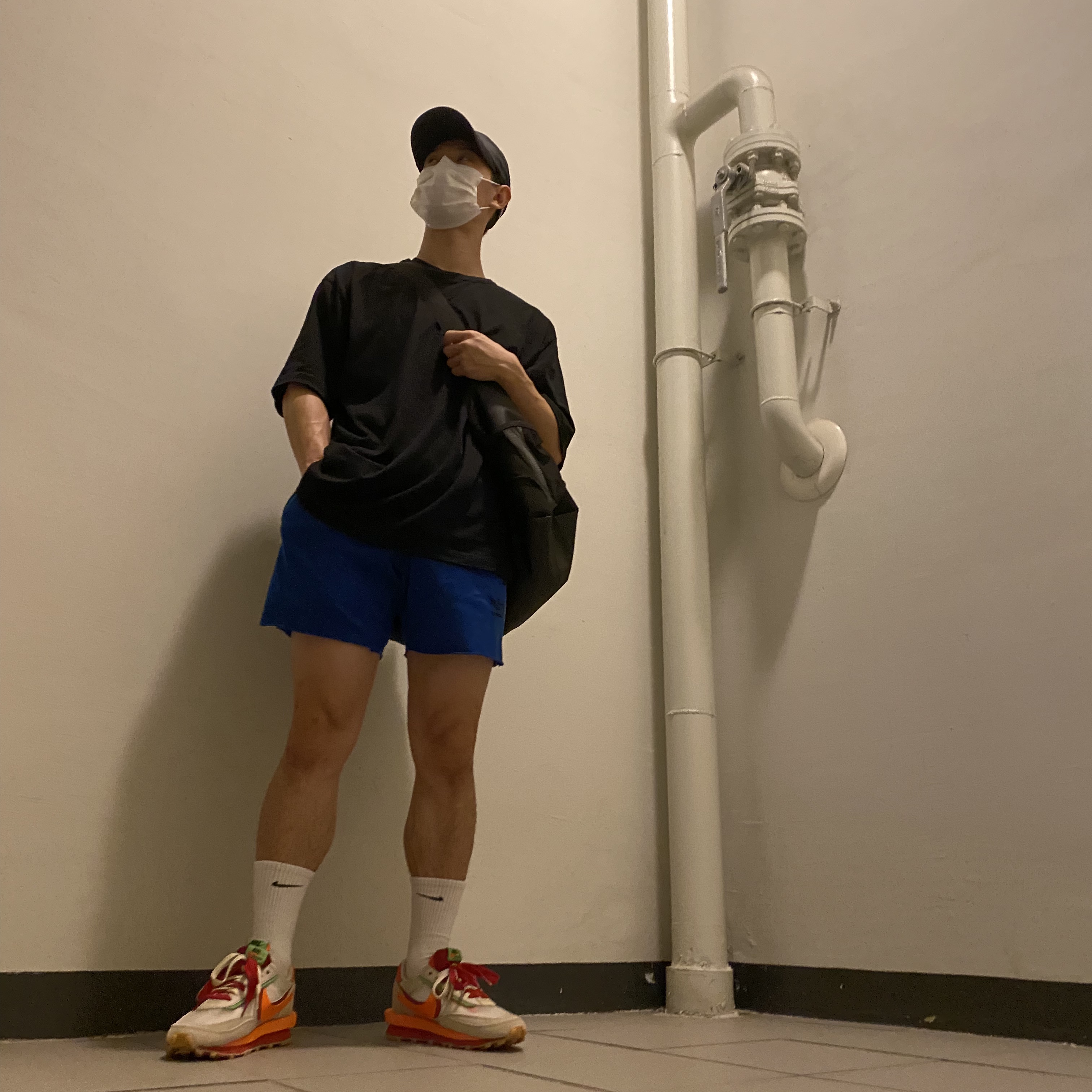 Nike x Sacai x Clot LDWaffle Orange Blaze 착용 스타일 - 1