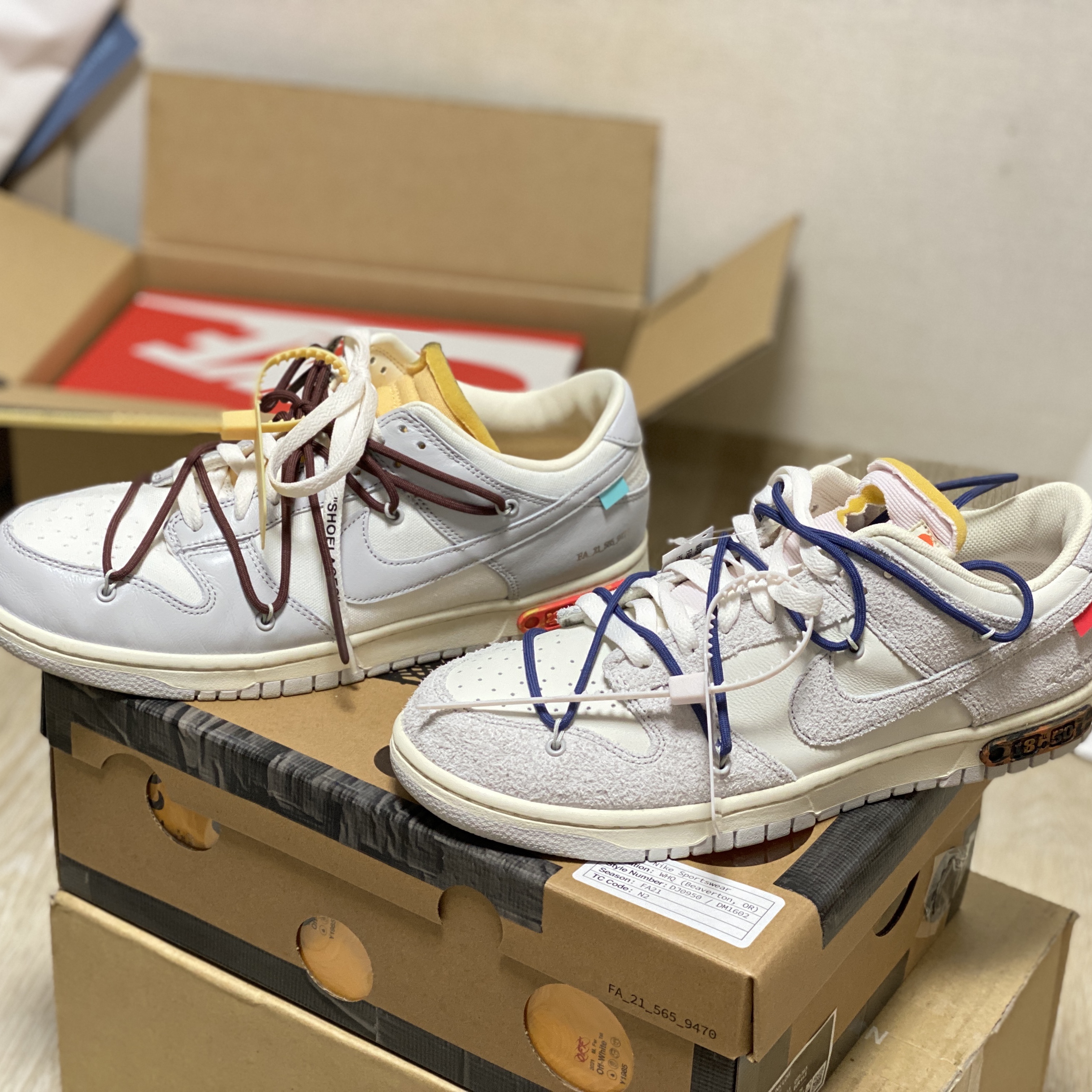 Nike x Off-White Dunk Low The 50 - Lot 18, Nike x Off-White Dunk Low The 50 - Lot 46 착용 스타일 - 1