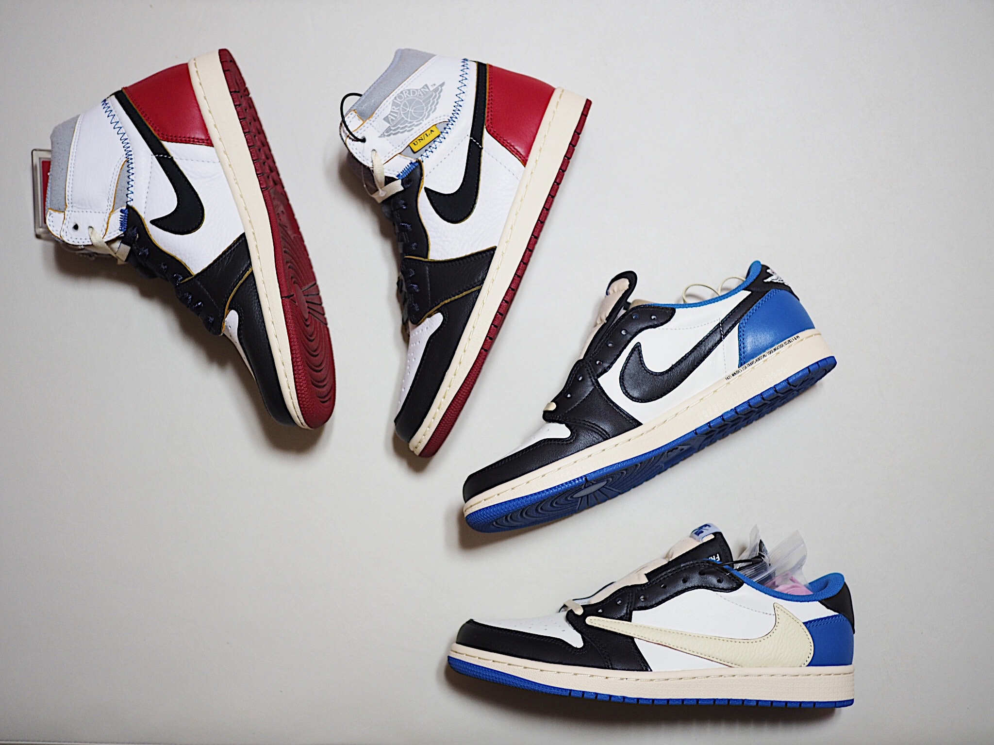 Jordan 1 x Travis Scott x Fragment Retro Low OG SP Military Blue, Jordan 1 x Union Retro High Black Toe 착용 스타일 - 2